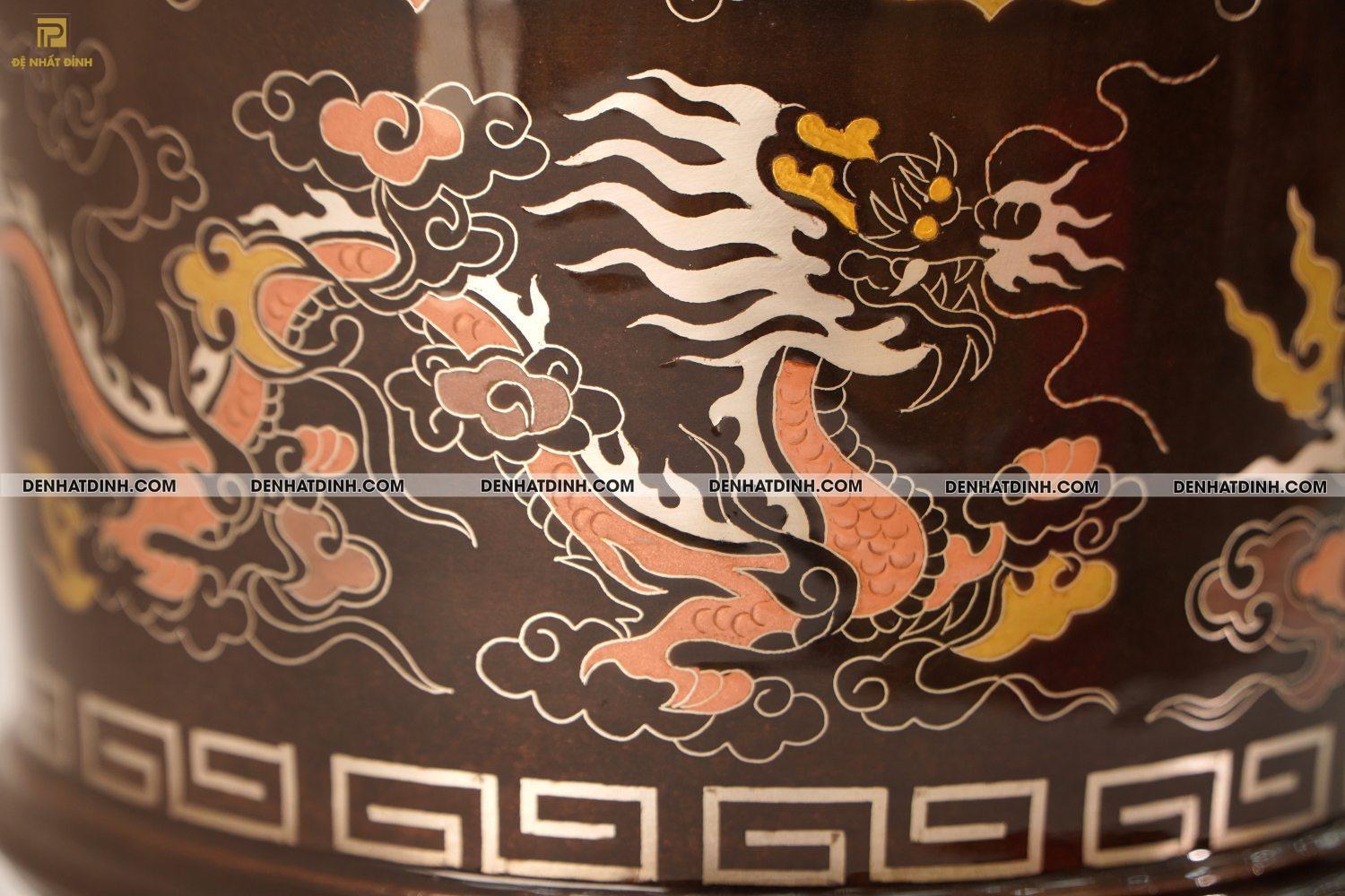 Bát hương 20 bằng đồng đỏ khảm ngũ sắc - Ảnh 6