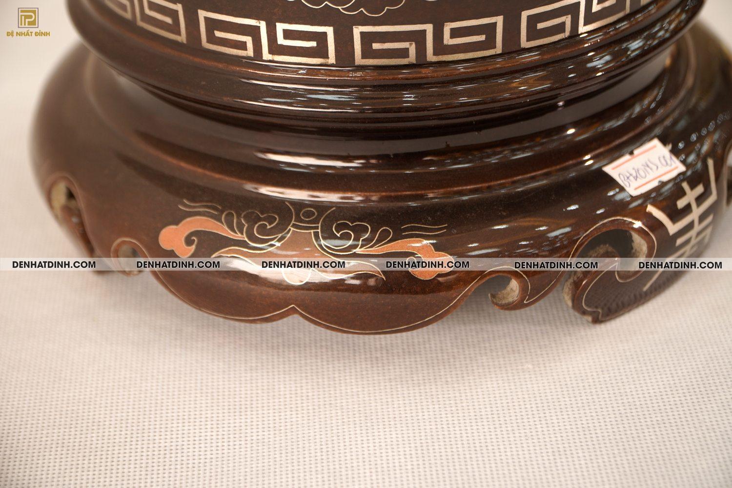 Bát hương 20 bằng đồng đỏ khảm ngũ sắc - Ảnh 11