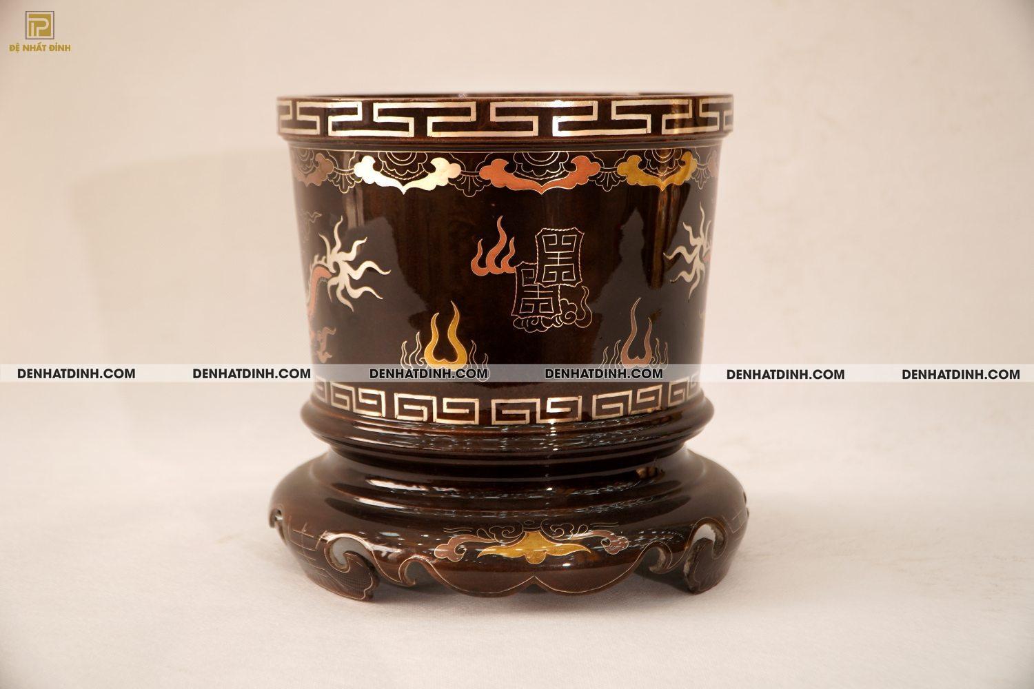 Bát hương 20 bằng đồng đỏ khảm ngũ sắc - Ảnh 8