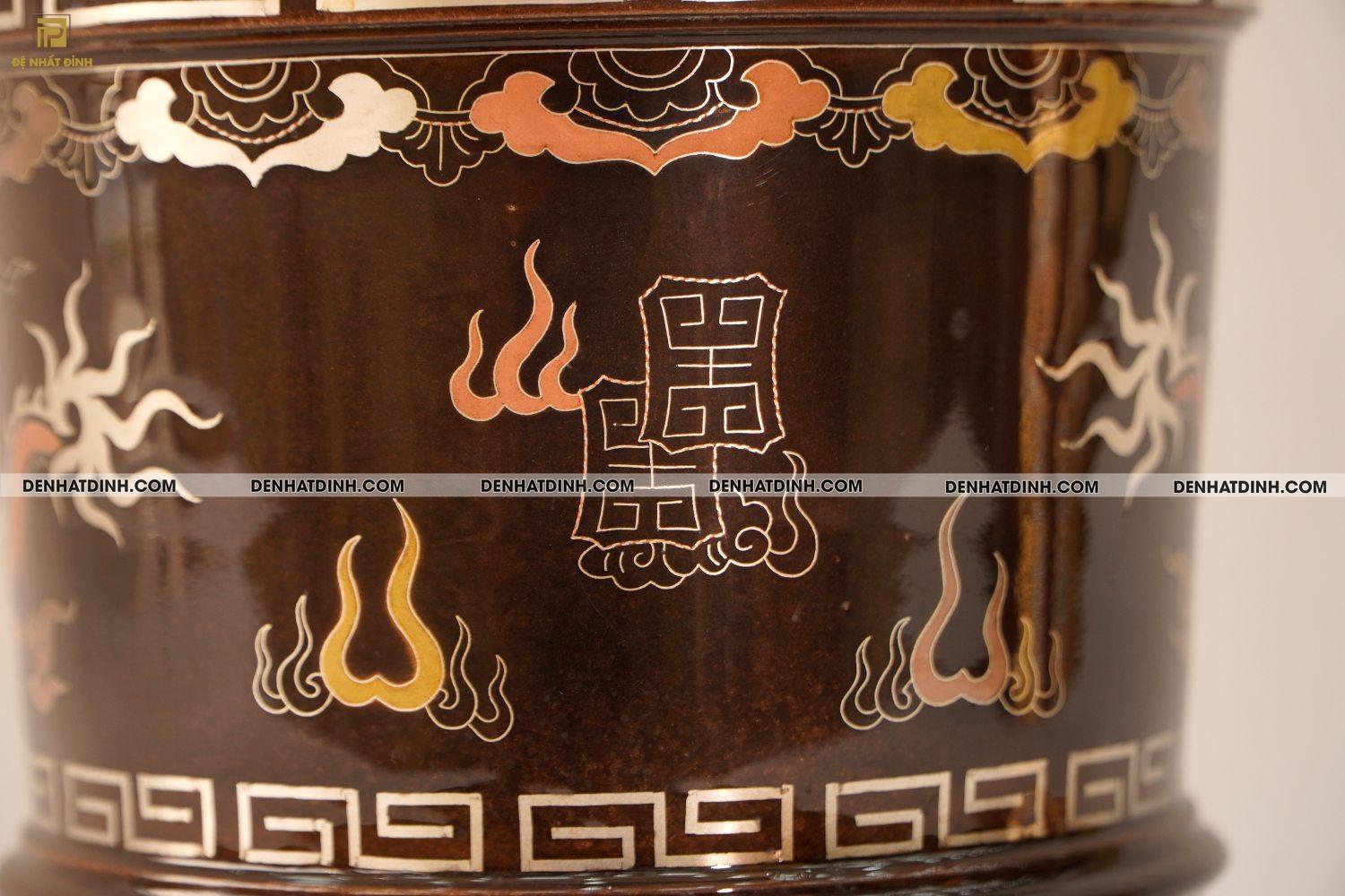 Bát hương 20 bằng đồng đỏ khảm ngũ sắc - Ảnh 9