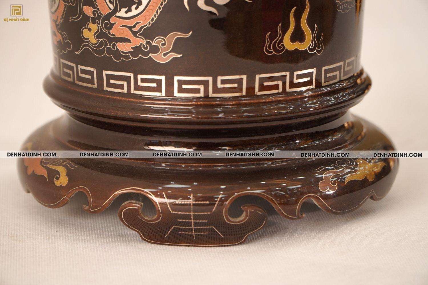 Bát hương 20 bằng đồng đỏ khảm ngũ sắc - Ảnh 10