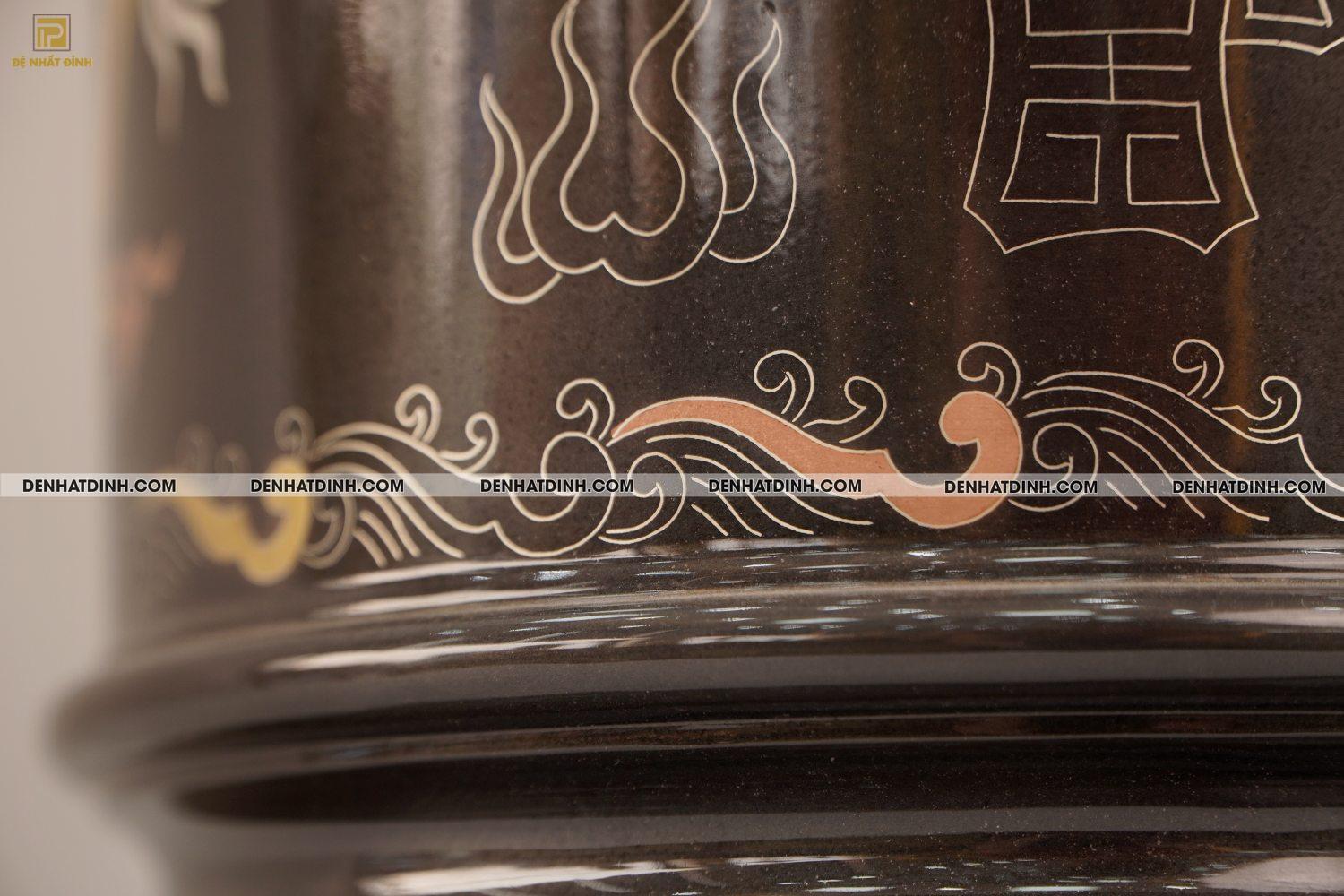 Bát hương 22 bằng đồng đỏ khảm ngũ sắc - Ảnh 9