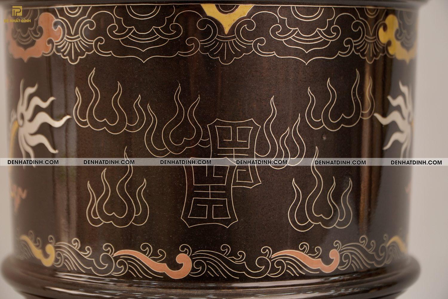Bát hương 22 bằng đồng đỏ khảm ngũ sắc - Ảnh 10
