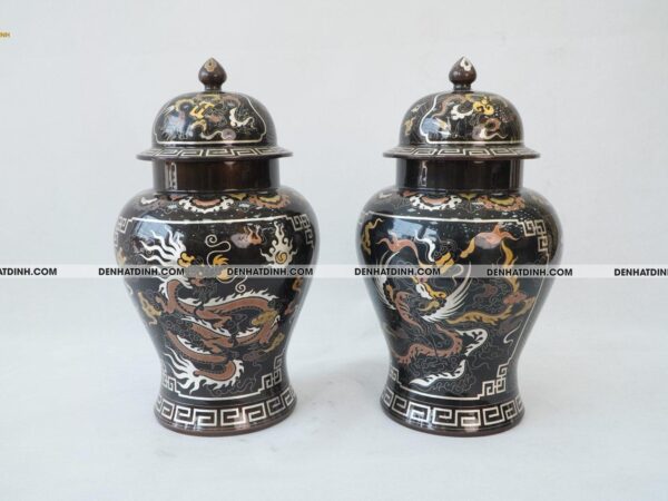 Chóe 38 bằng đồng đỏ khảm ngũ sắc