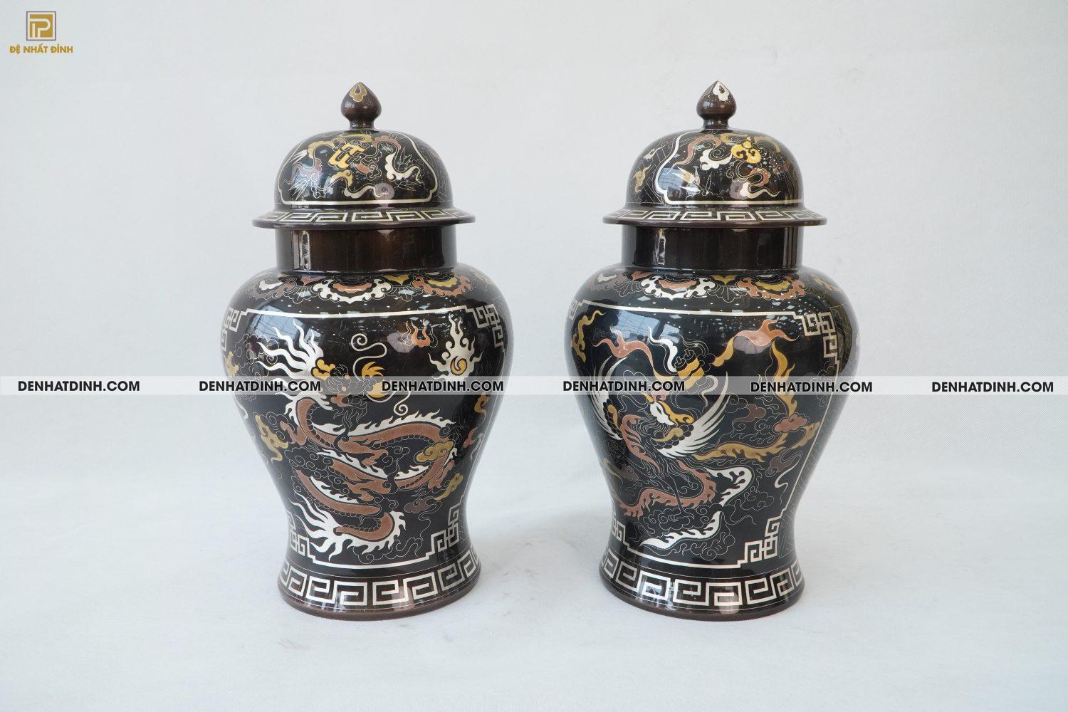 Chóe 38 bằng đồng đỏ khảm ngũ sắc