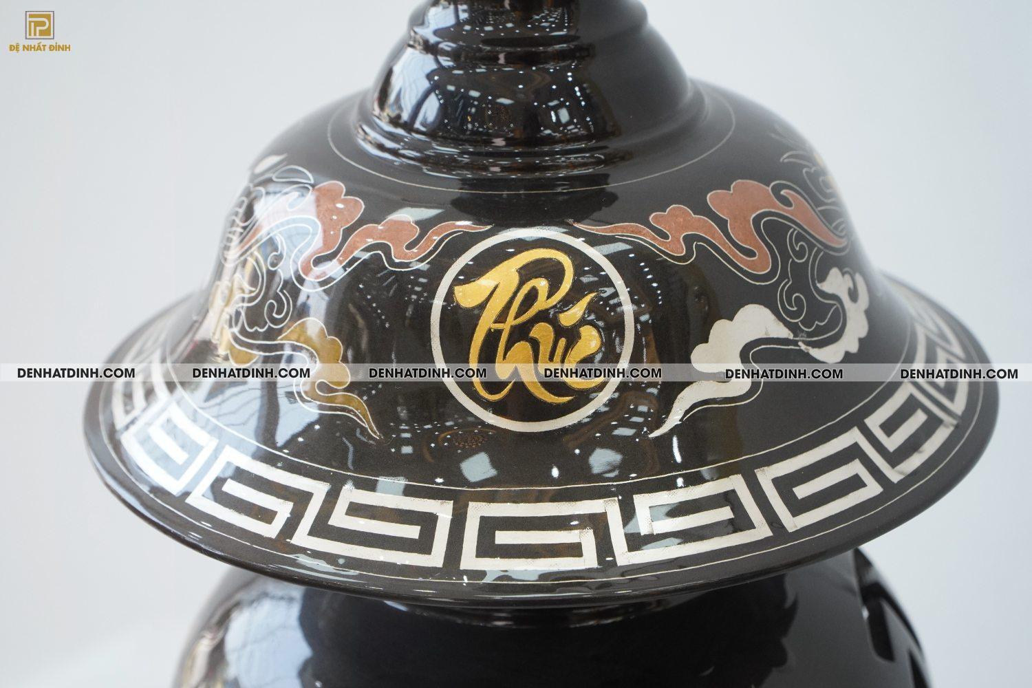 Đèn 55 bằng đồng đỏ khảm ngũ sắc - Ảnh 8