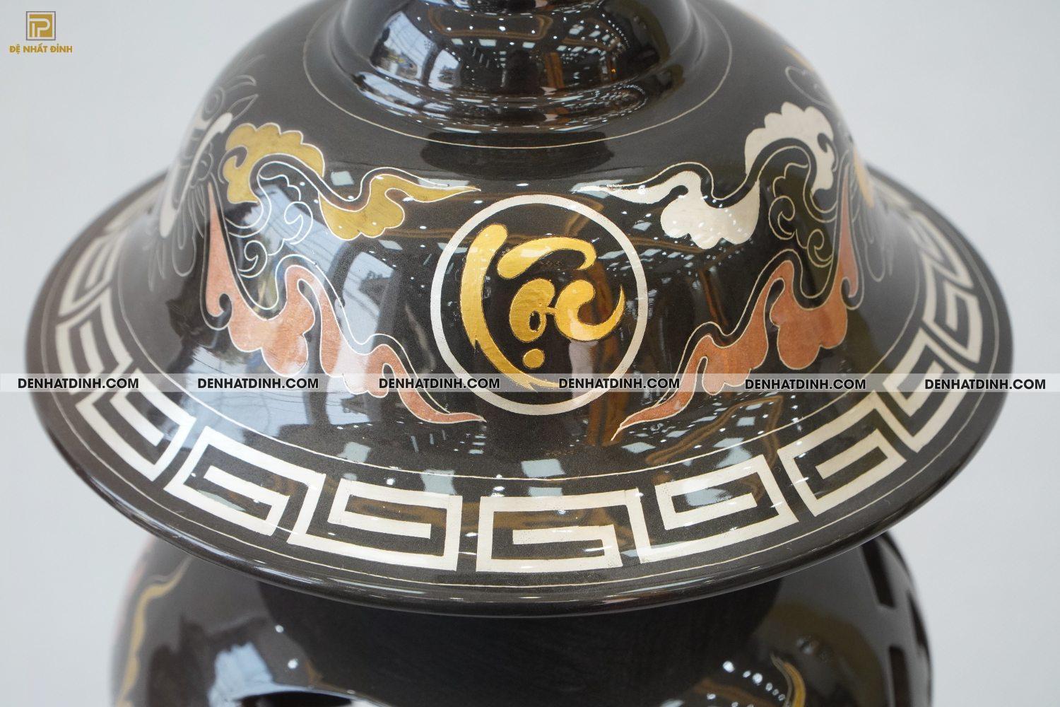 Đèn 55 bằng đồng đỏ khảm ngũ sắc - Ảnh 7