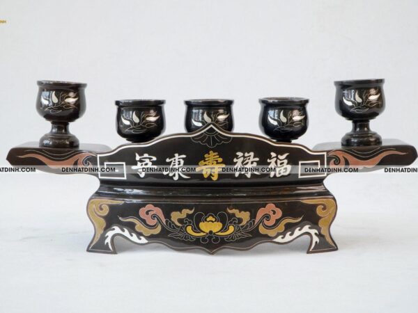 Khay 5 đồng đỏ khảm ngũ sắc