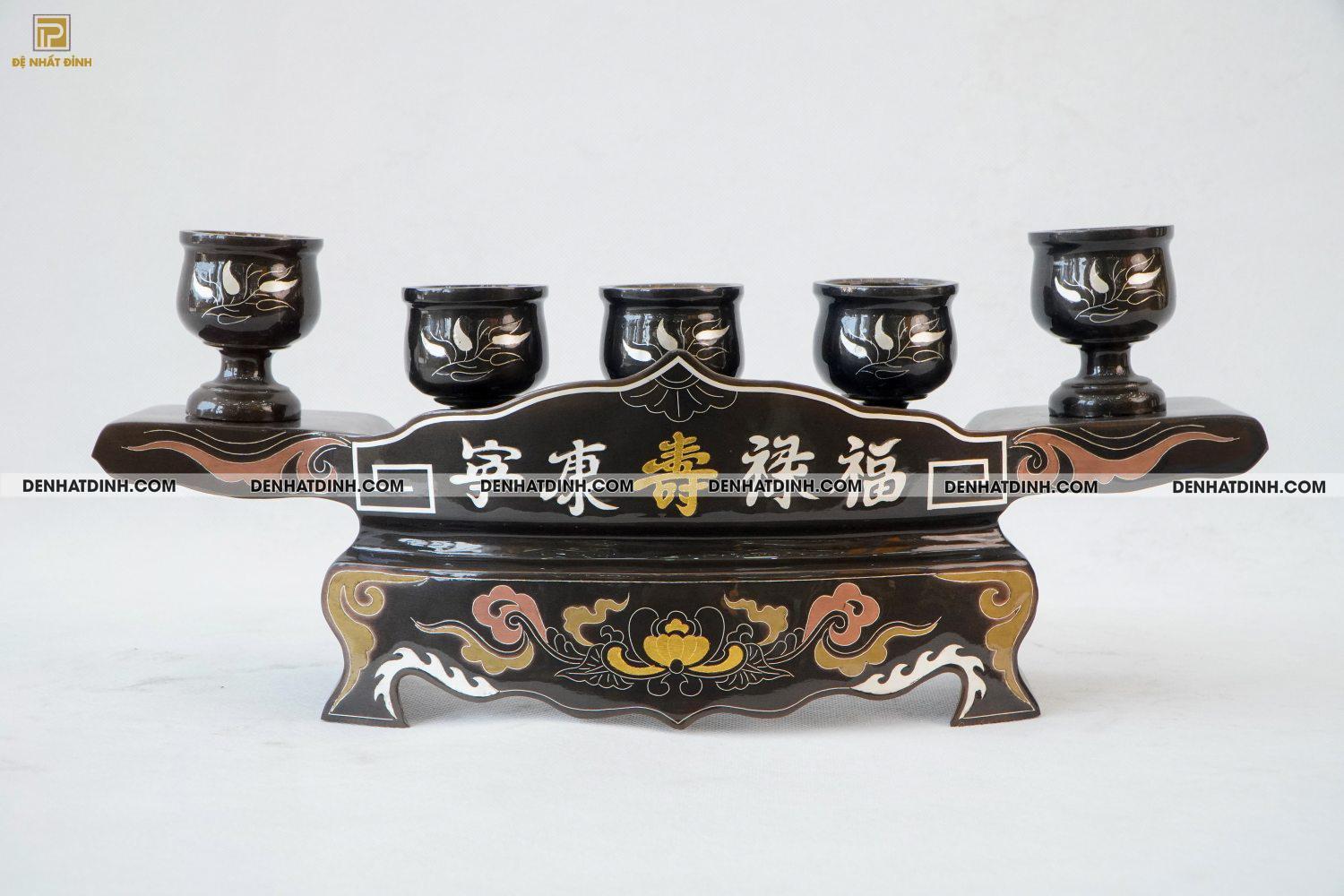 Khay 5 đồng đỏ khảm ngũ sắc