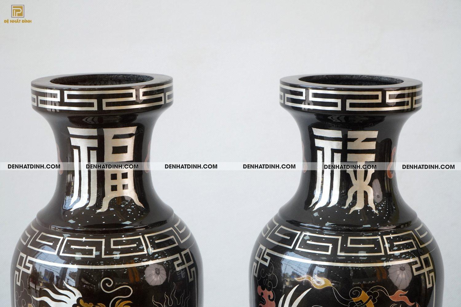 Lọ hoa 42 bằng đồng đỏ khảm ngũ sắc - Ảnh 5