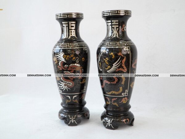 Alternative view of Lọ hoa 42 bằng đồng đỏ khảm ngũ sắc