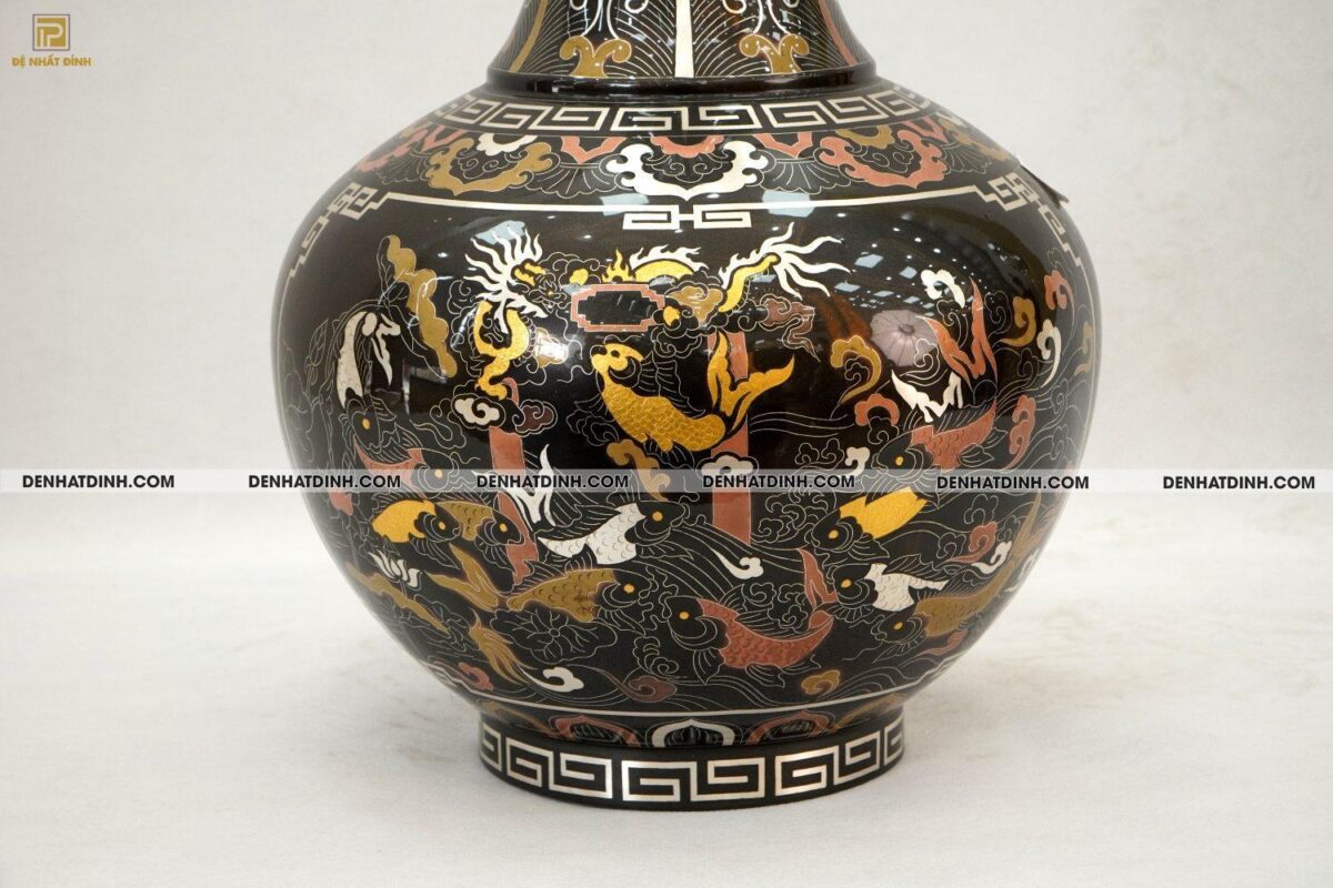 Lọ củ tỏi đồng đỏ 50 khảm ngũ sắc - Ảnh 6