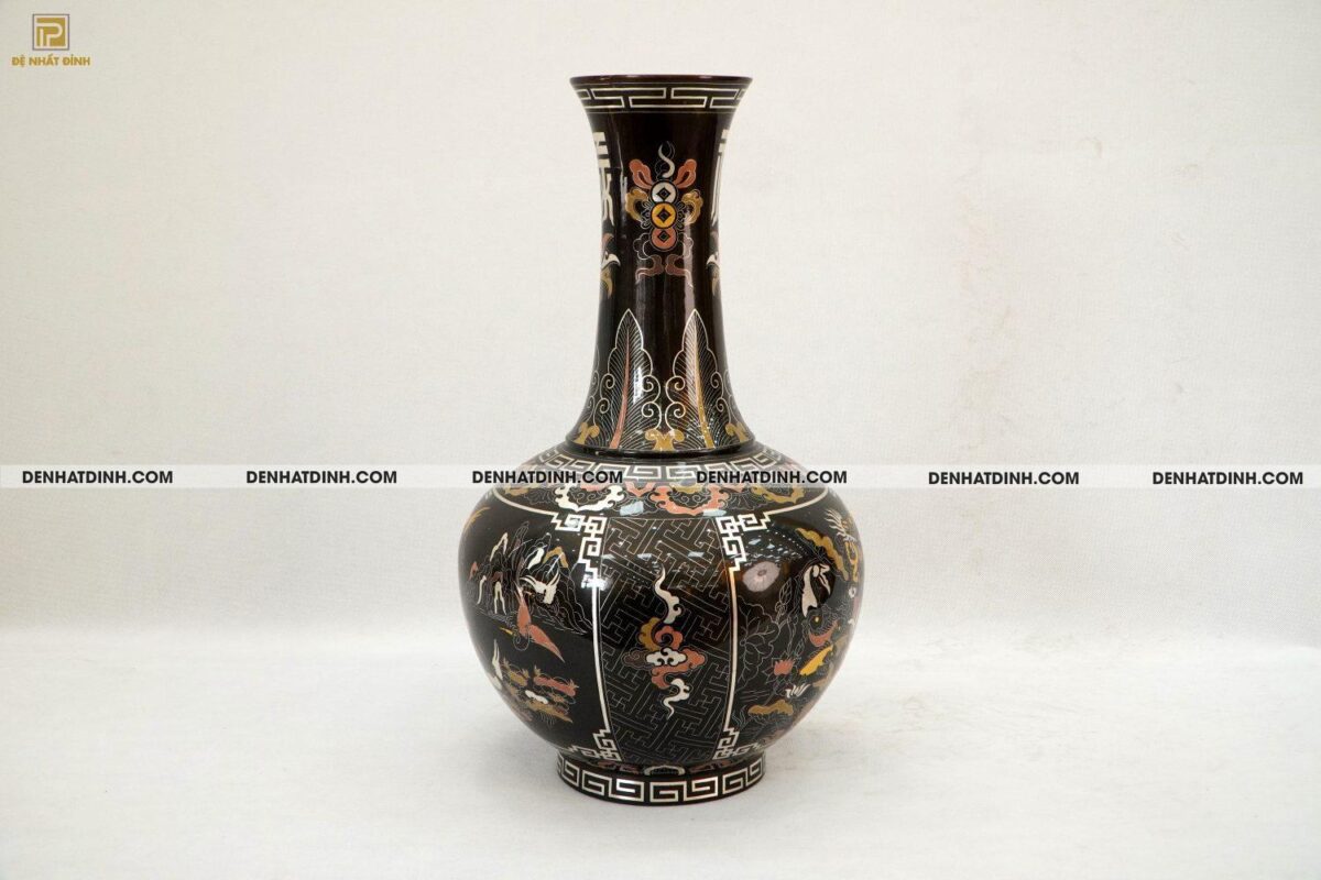 Lọ củ tỏi đồng đỏ 50 khảm ngũ sắc - Ảnh 2