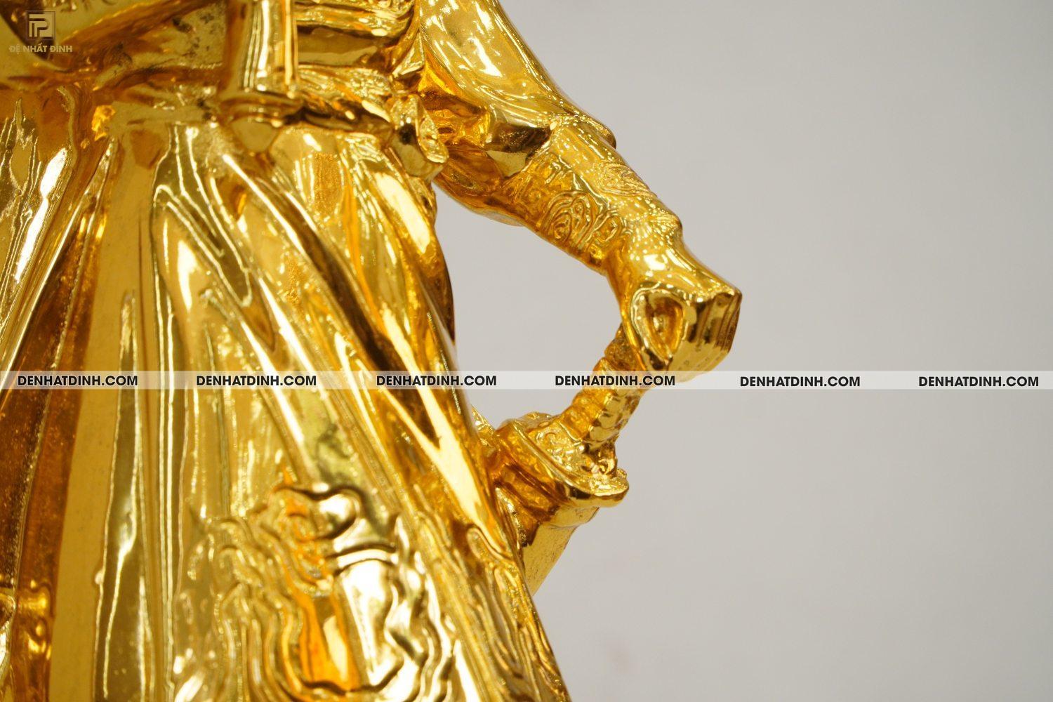 Tượng Trần Hưng Đạo 40cm bằng đồng dát vàng + Tủ gỗ - Ảnh 9