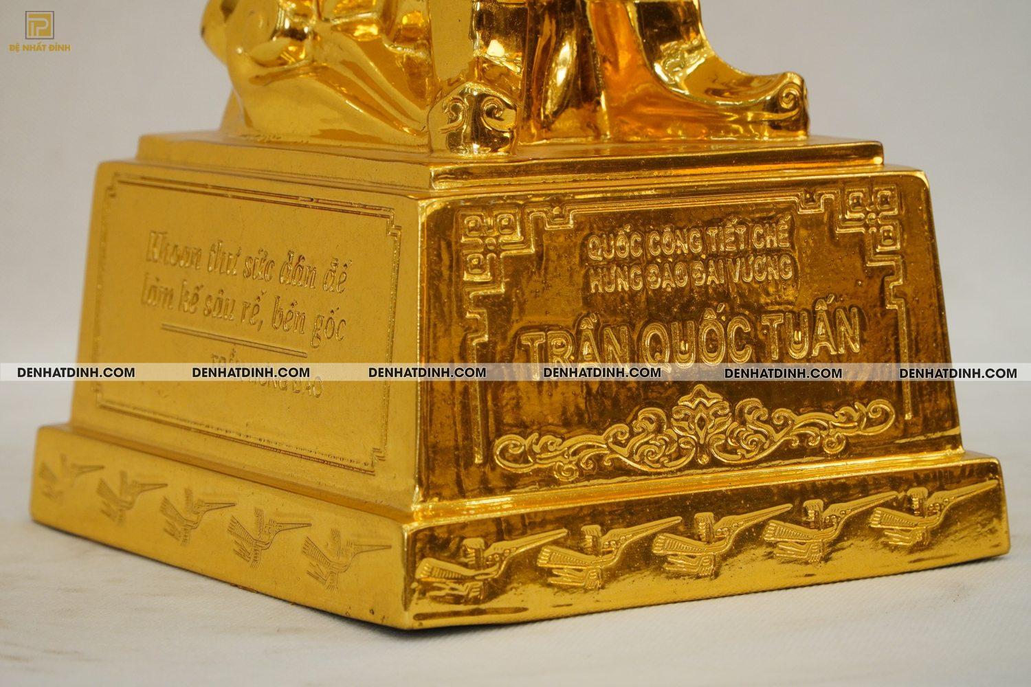 Tượng Trần Hưng Đạo 40cm bằng đồng dát vàng + Tủ gỗ - Ảnh 8