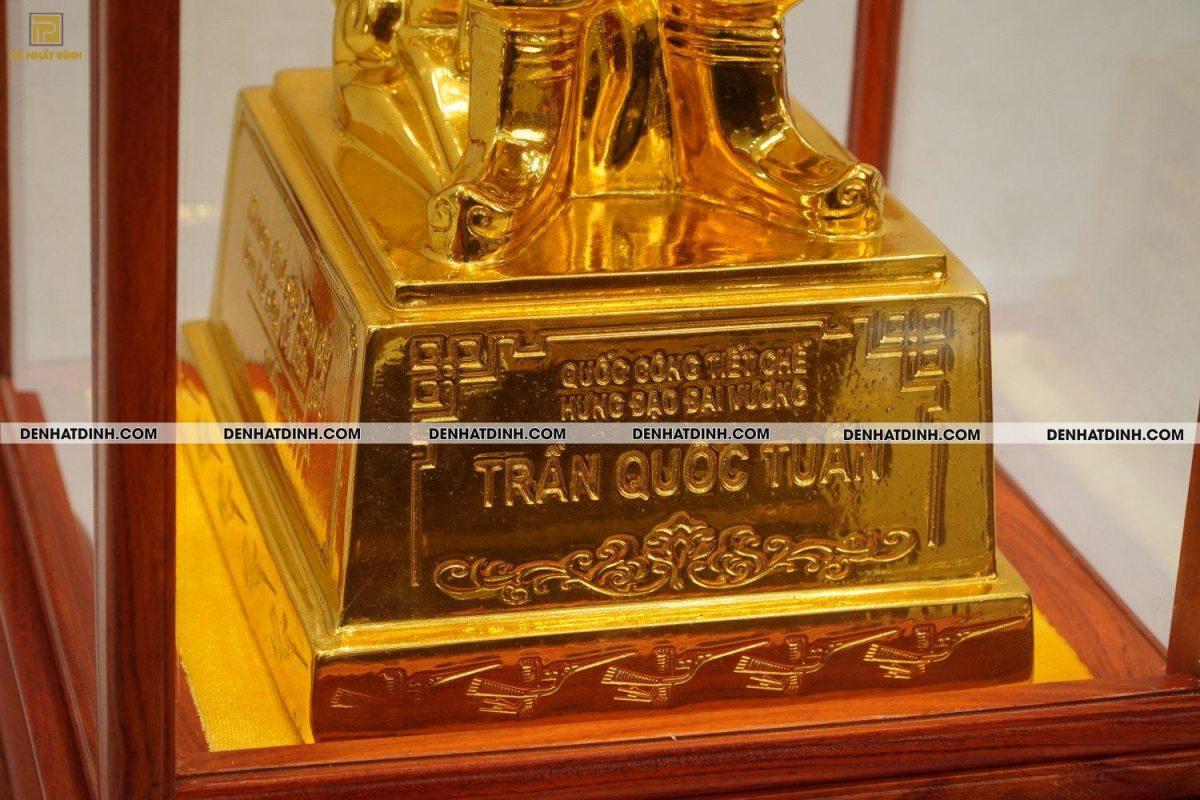 Tượng Trần Hưng Đạo 40cm bằng đồng dát vàng + Tủ gỗ - Ảnh 6