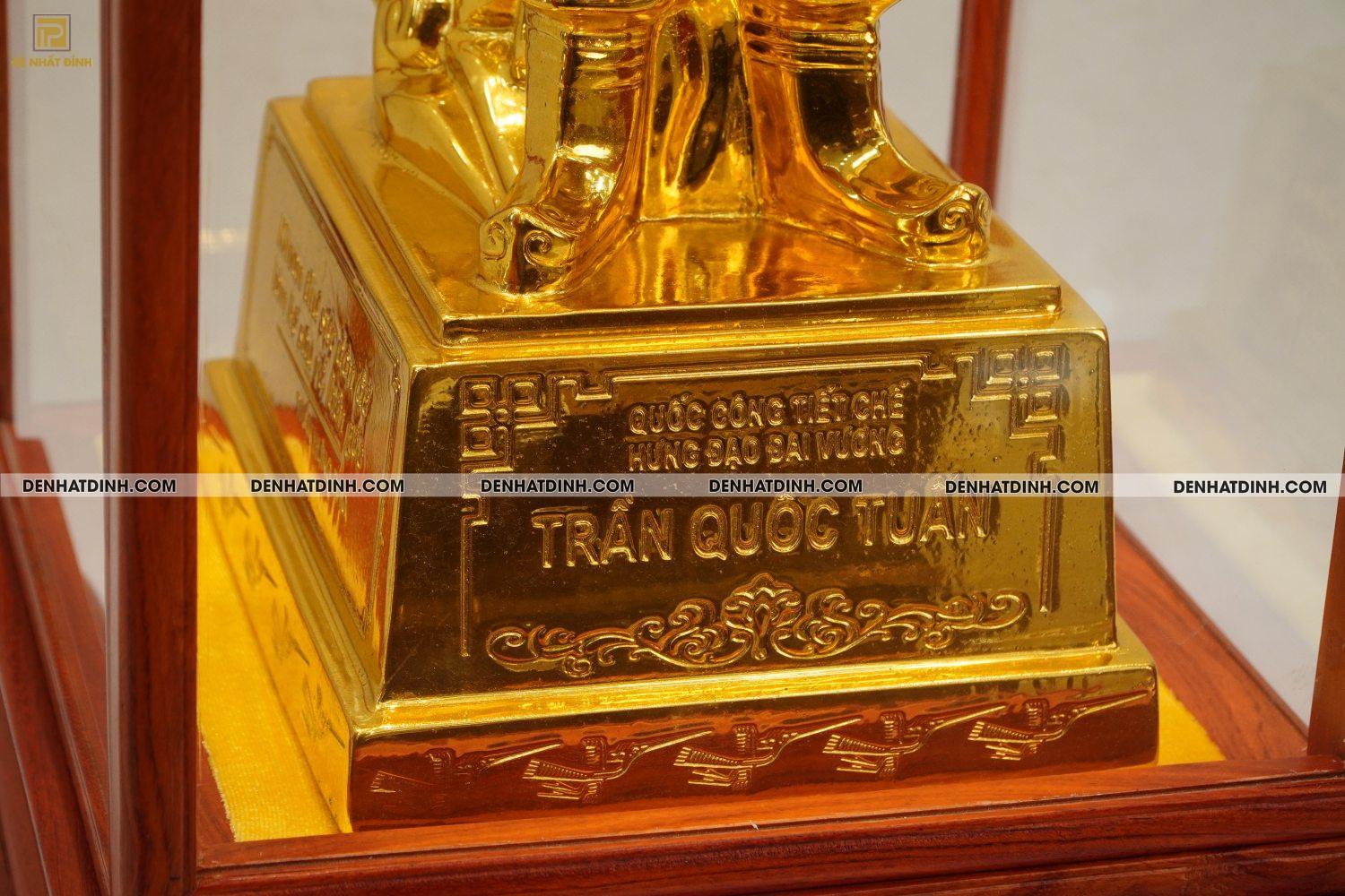 Tượng Trần Hưng Đạo 40cm bằng đồng dát vàng + Tủ gỗ - Ảnh 6