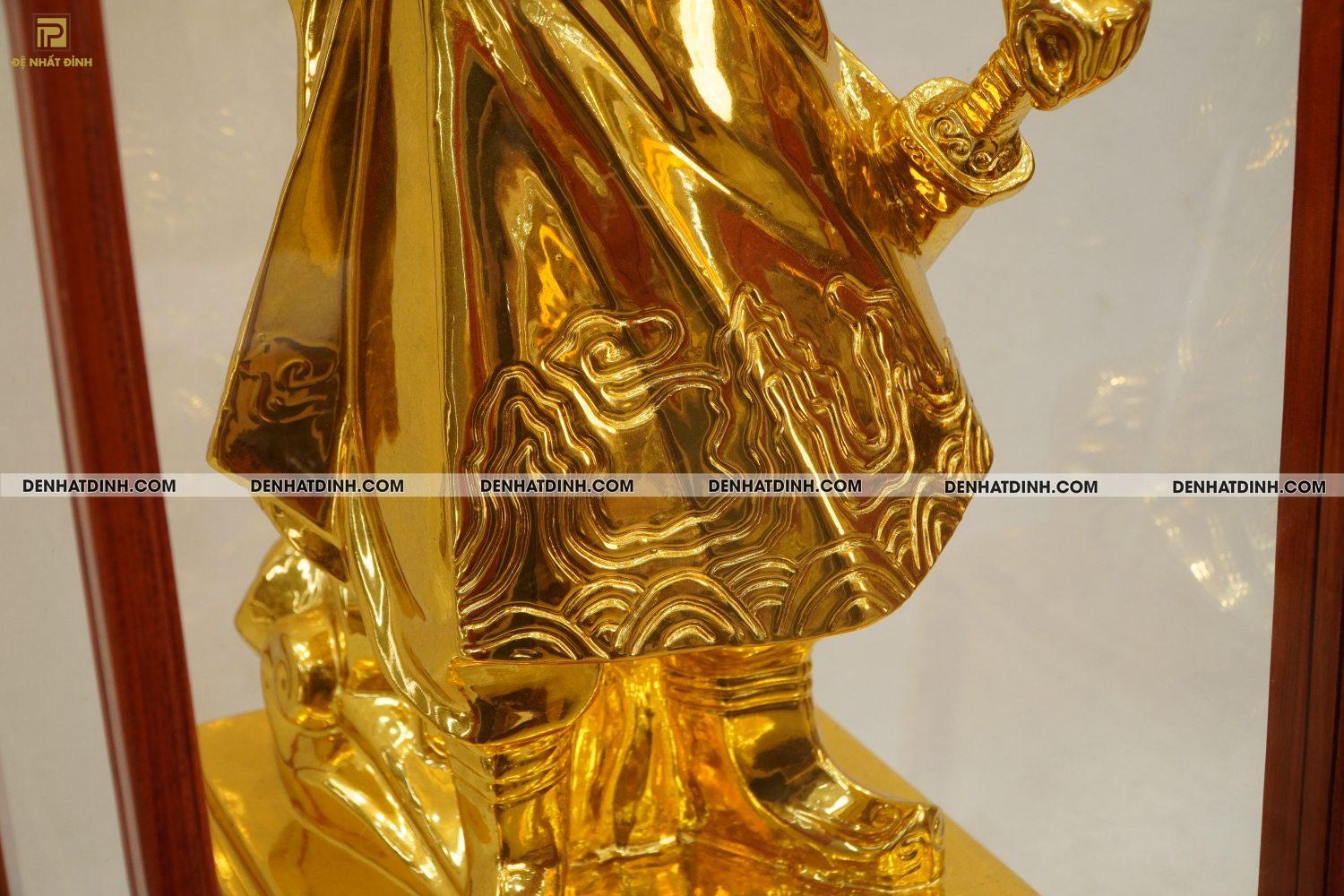 Tượng Trần Hưng Đạo 50cm bằng đồng dát vàng + Tủ gỗ - Ảnh 4