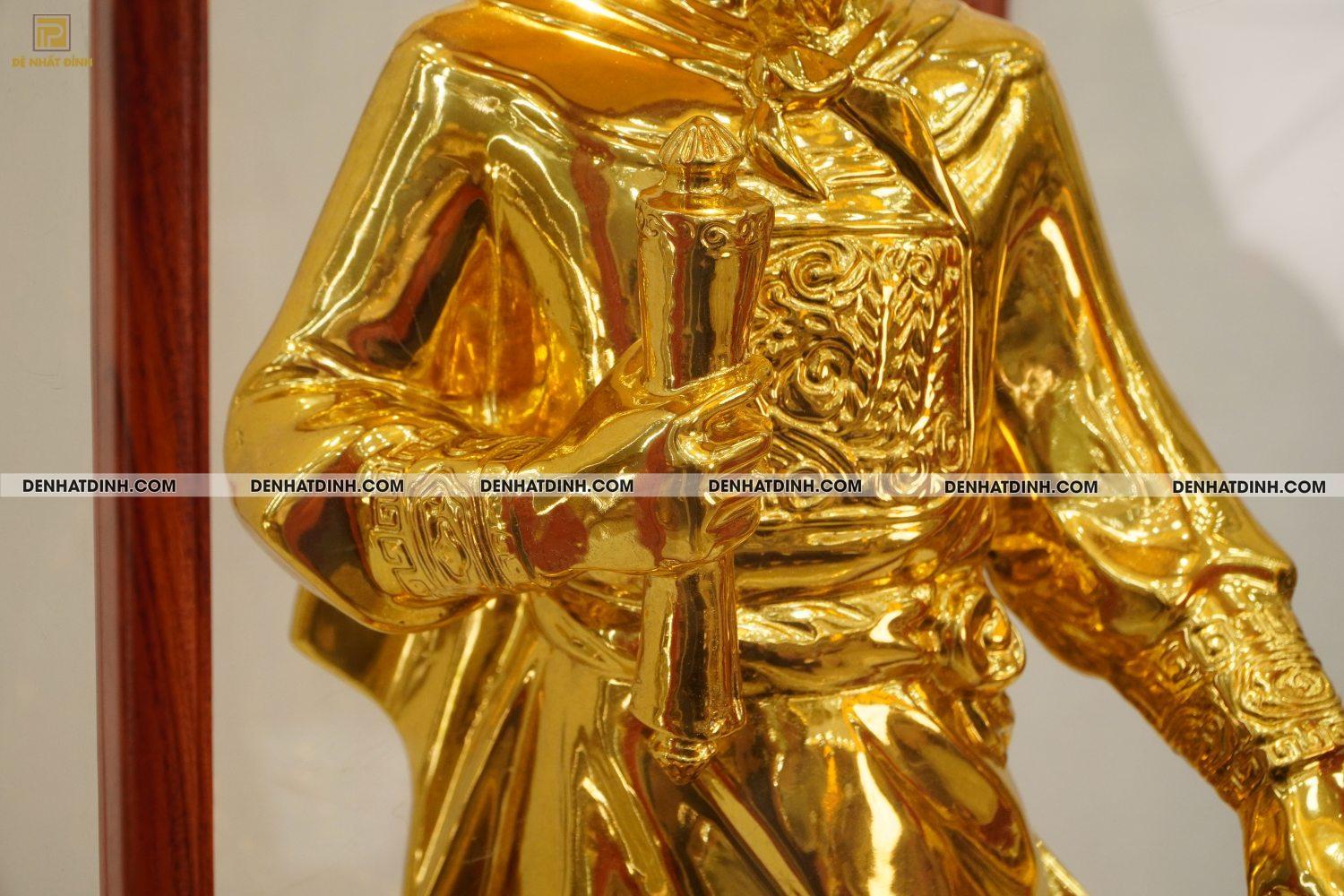Tượng Trần Hưng Đạo 50cm bằng đồng dát vàng + Tủ gỗ - Ảnh 5