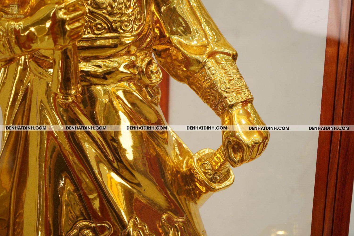 Tượng Trần Hưng Đạo 50cm bằng đồng dát vàng + Tủ gỗ - Ảnh 6