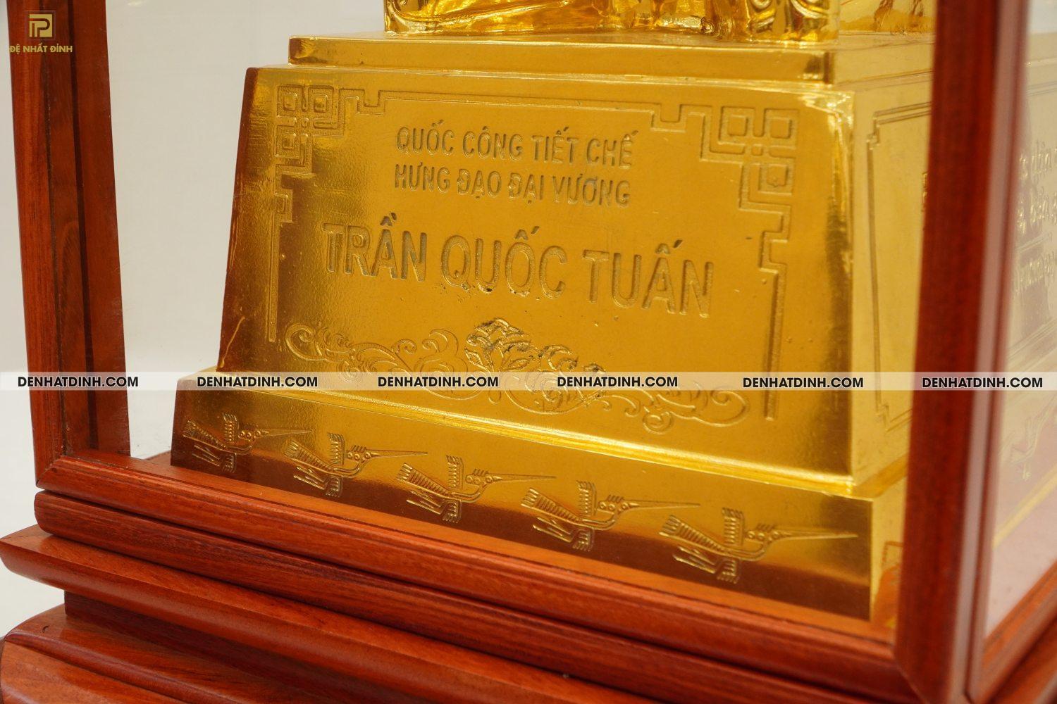 Tượng Trần Hưng Đạo 50cm bằng đồng dát vàng + Tủ gỗ - Ảnh 7