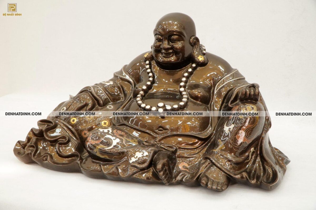 Tượng đồng Di Lạc khảm ngũ sắc - Ảnh 2