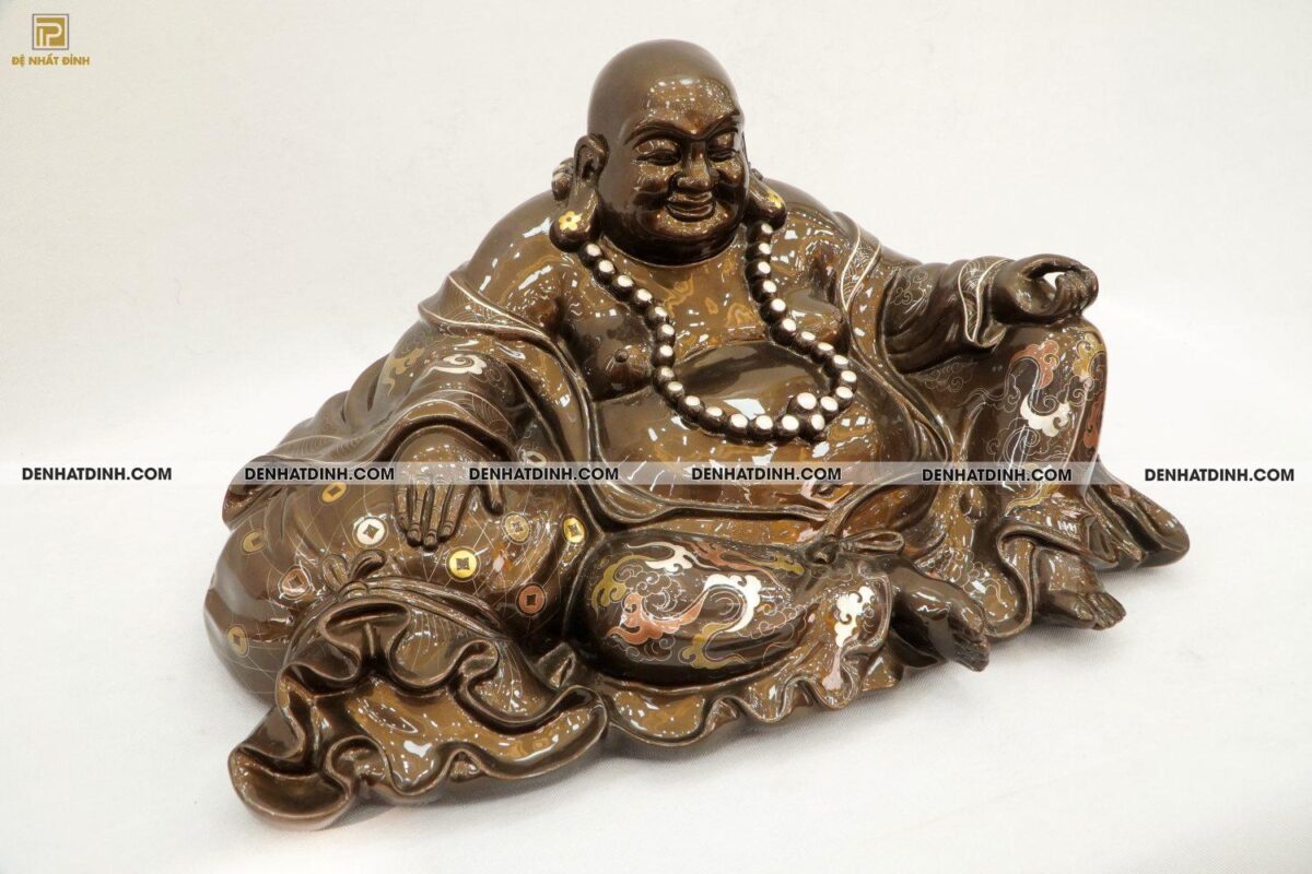 Tượng đồng Di Lạc khảm ngũ sắc - Ảnh 3