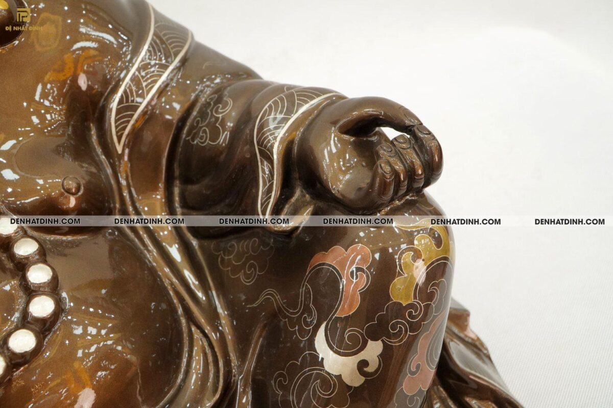 Tượng đồng Di Lạc khảm ngũ sắc - Ảnh 5