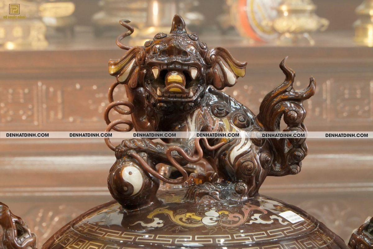 Đỉnh Thất lân đồng đỏ khảm ngũ sắc 1m17 - Ảnh 3