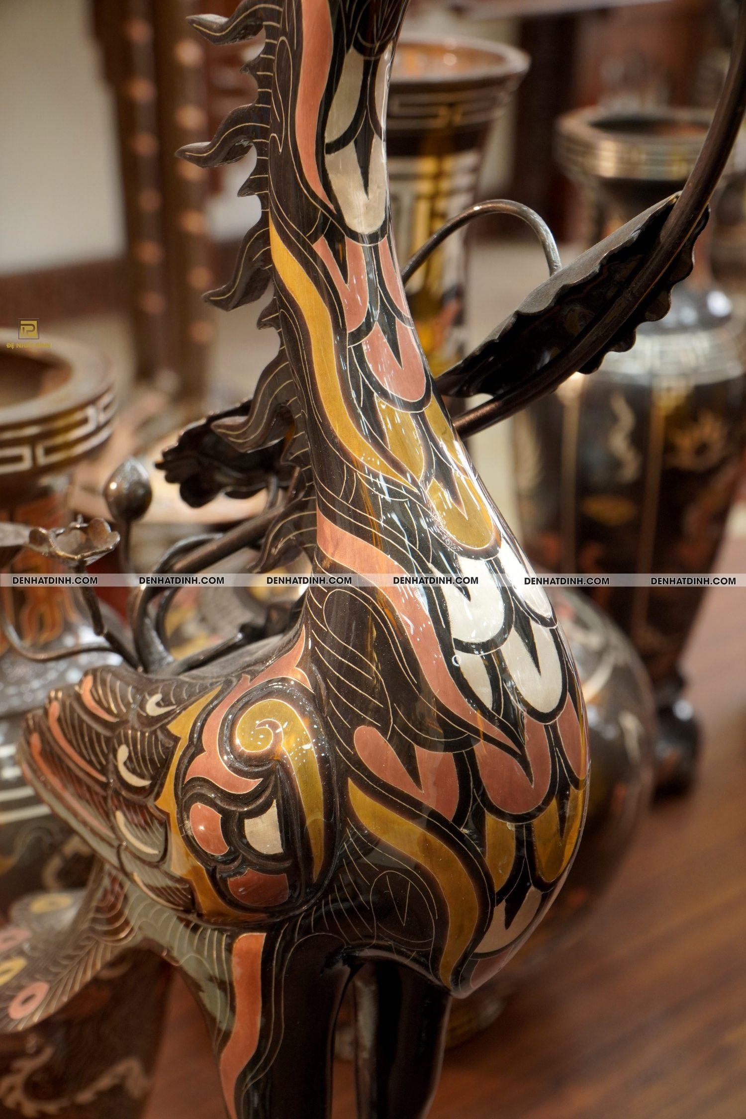 Bộ đỉnh đồng Ngũ sự song long 75 đồng đỏ khảm ngũ sắc - Ảnh 7