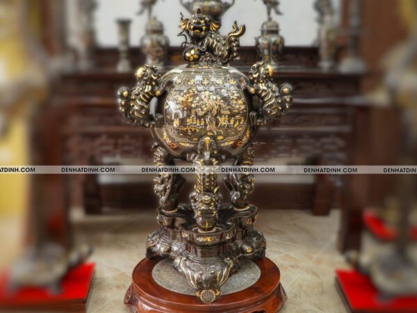 Thất lân đồng đỏ khảm tam khí 1m35