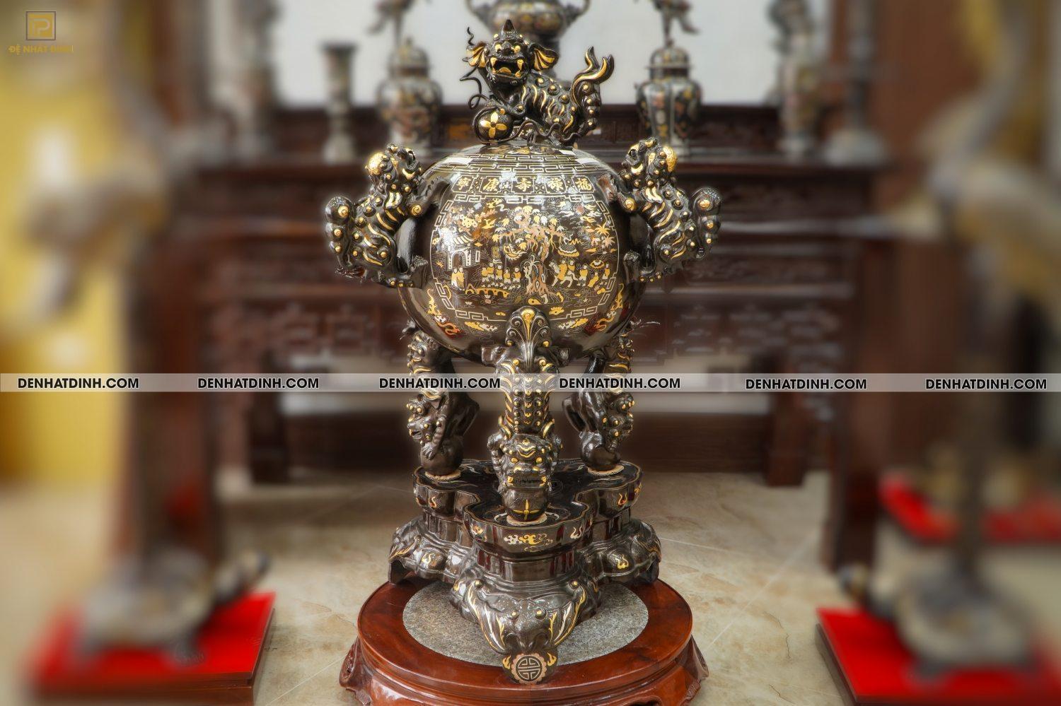 Thất lân đồng đỏ khảm tam khí 1m35