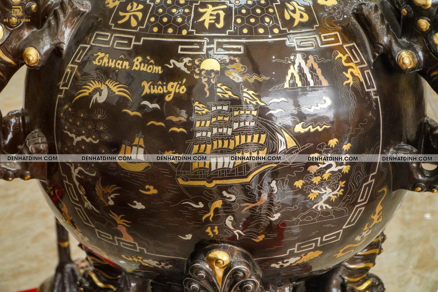 Thất lân đồng đỏ khảm tam khí 1m35 - Ảnh 6