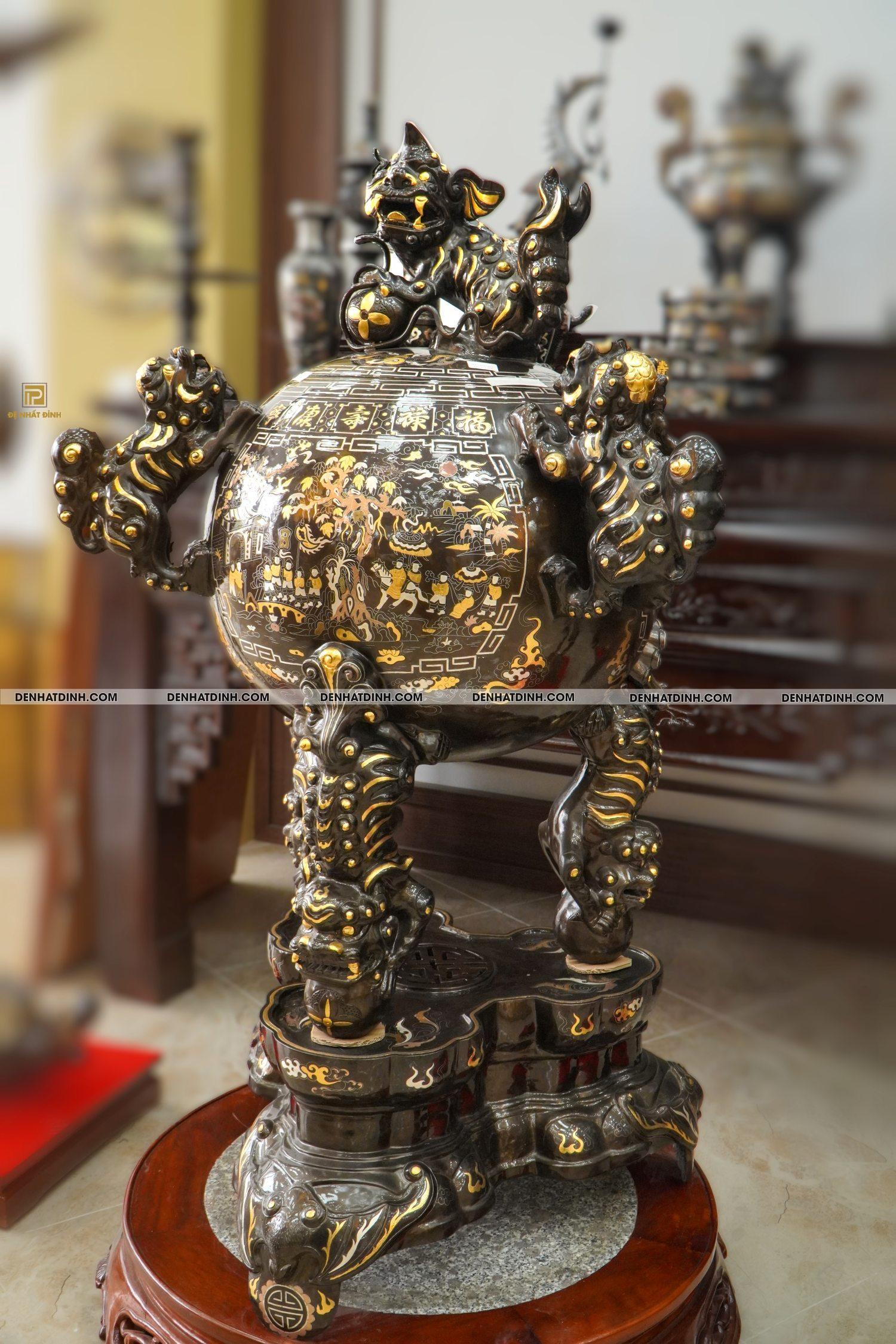 Thất lân đồng đỏ khảm tam khí 1m35 - Ảnh 10