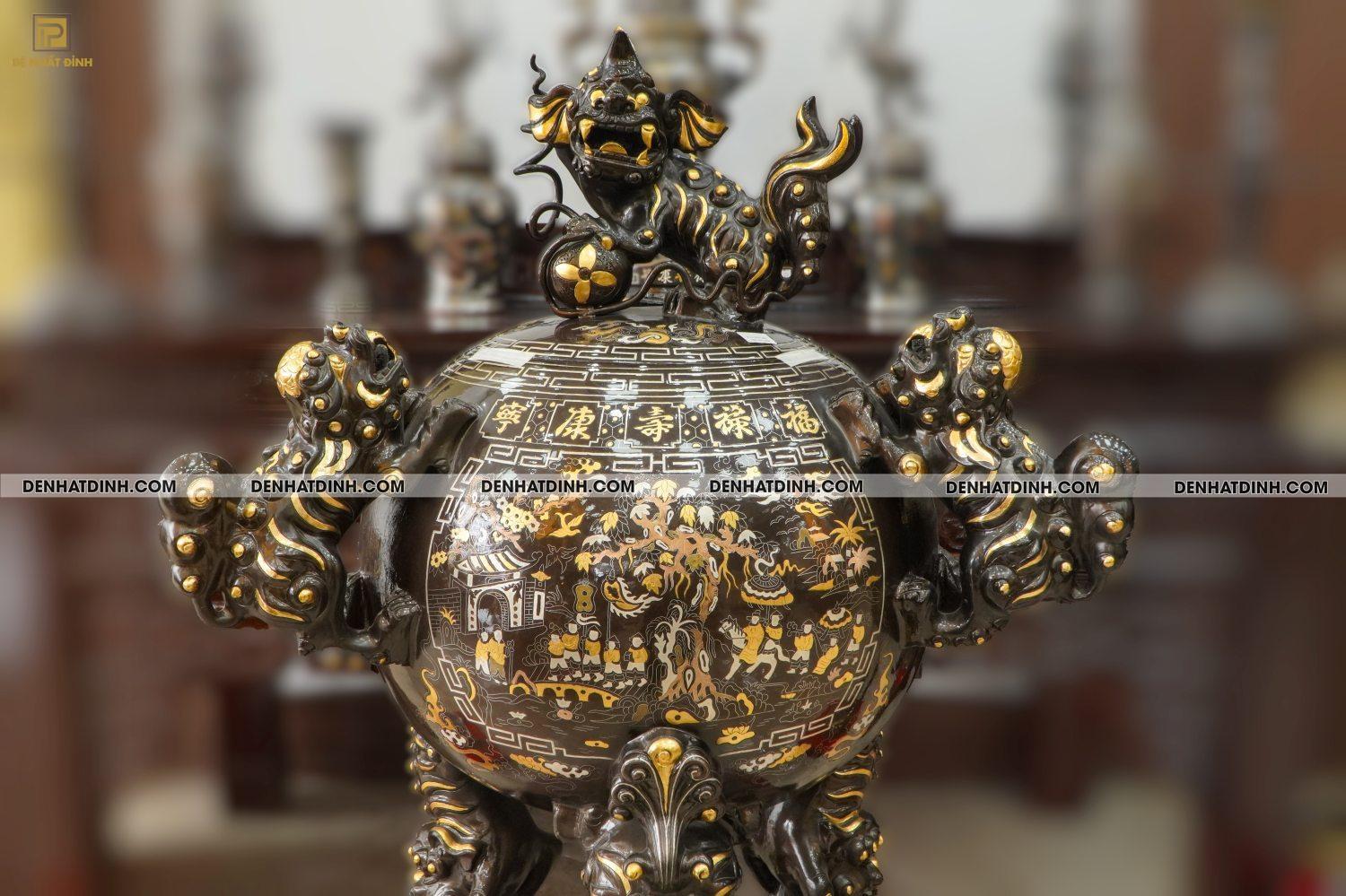 Thất lân đồng đỏ khảm tam khí 1m35 - Ảnh 9