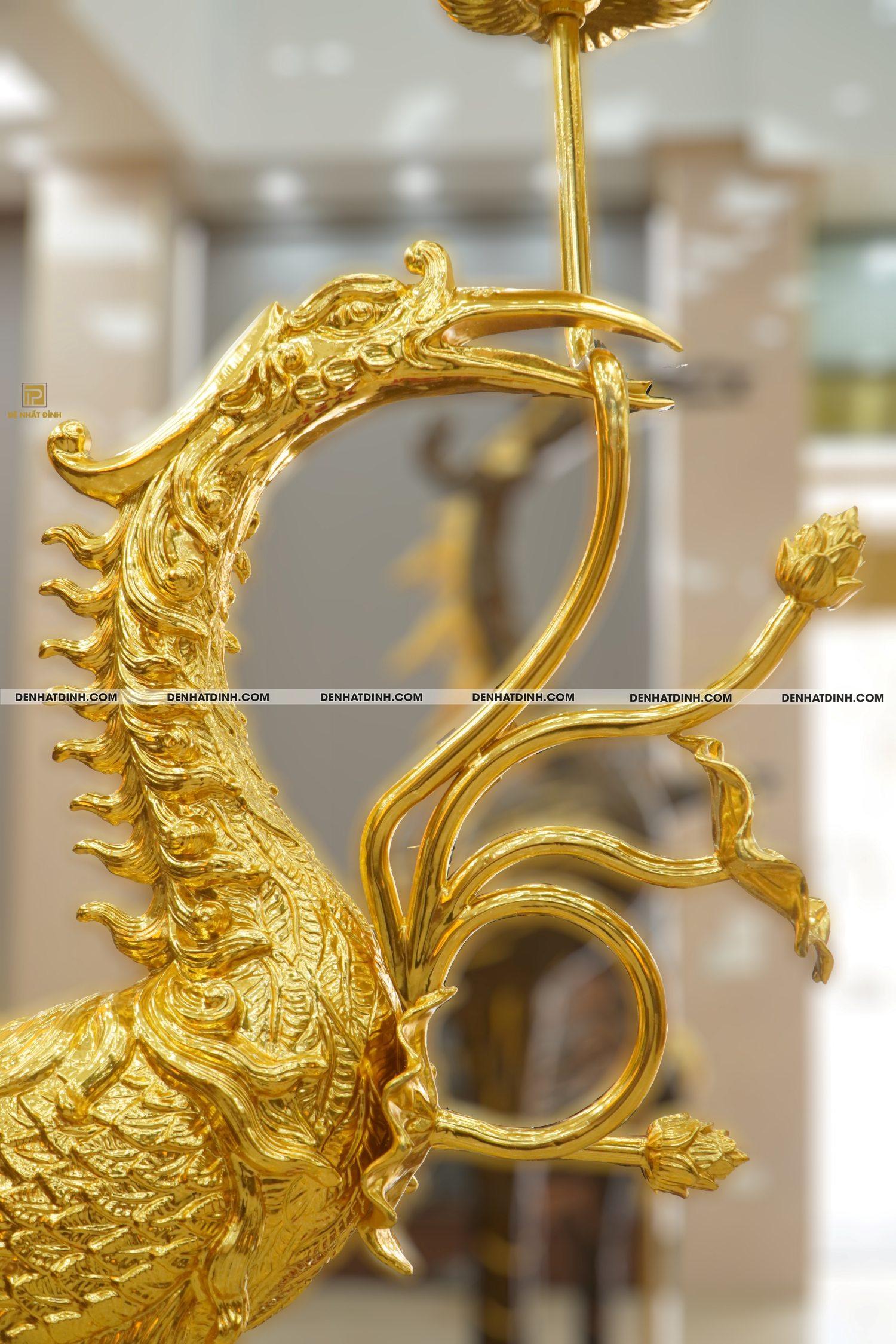 Hạc chầu 2m52 ngậm cạnh sen dát vàng 24K cao cấp - Ảnh 4