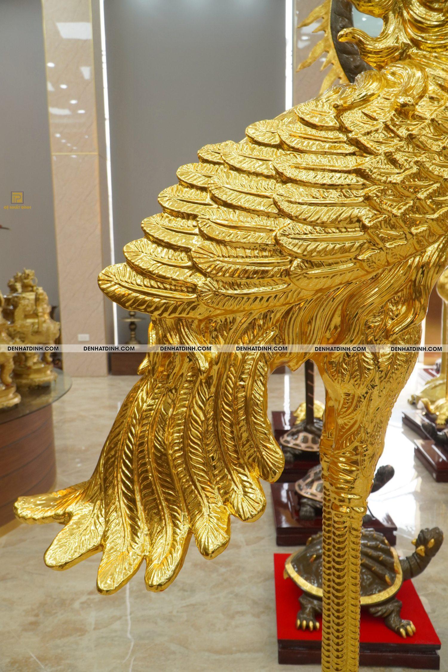 Hạc chầu 2m52 ngậm cạnh sen dát vàng 24K cao cấp - Ảnh 5