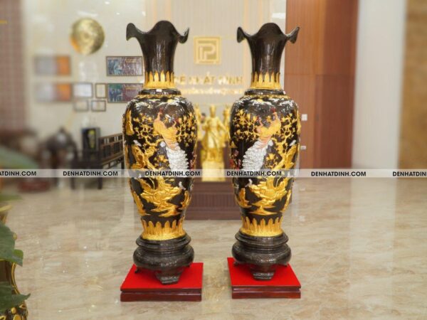 Đôi lục bình vinh hoa phú quý đồng đỏ 1m76