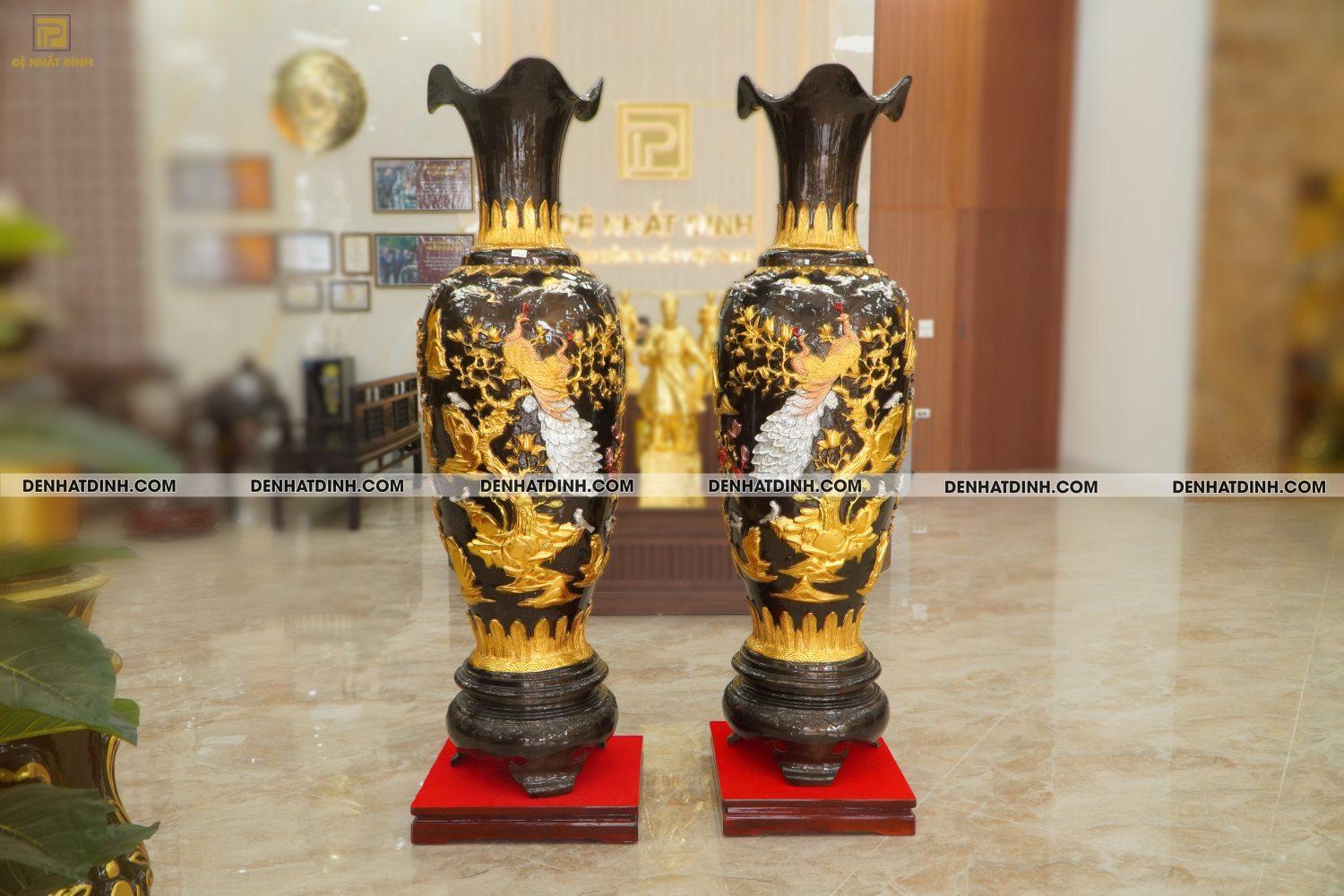 Đôi lục bình vinh hoa phú quý đồng đỏ 1m76