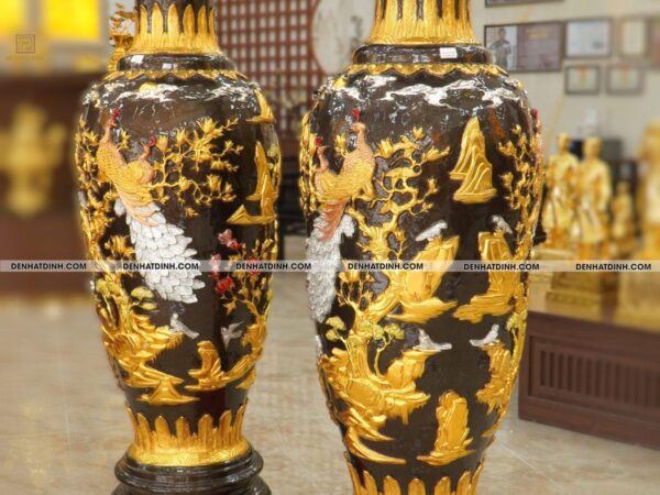 Alternative view of Đôi lục bình vinh hoa phú quý đồng đỏ 1m76