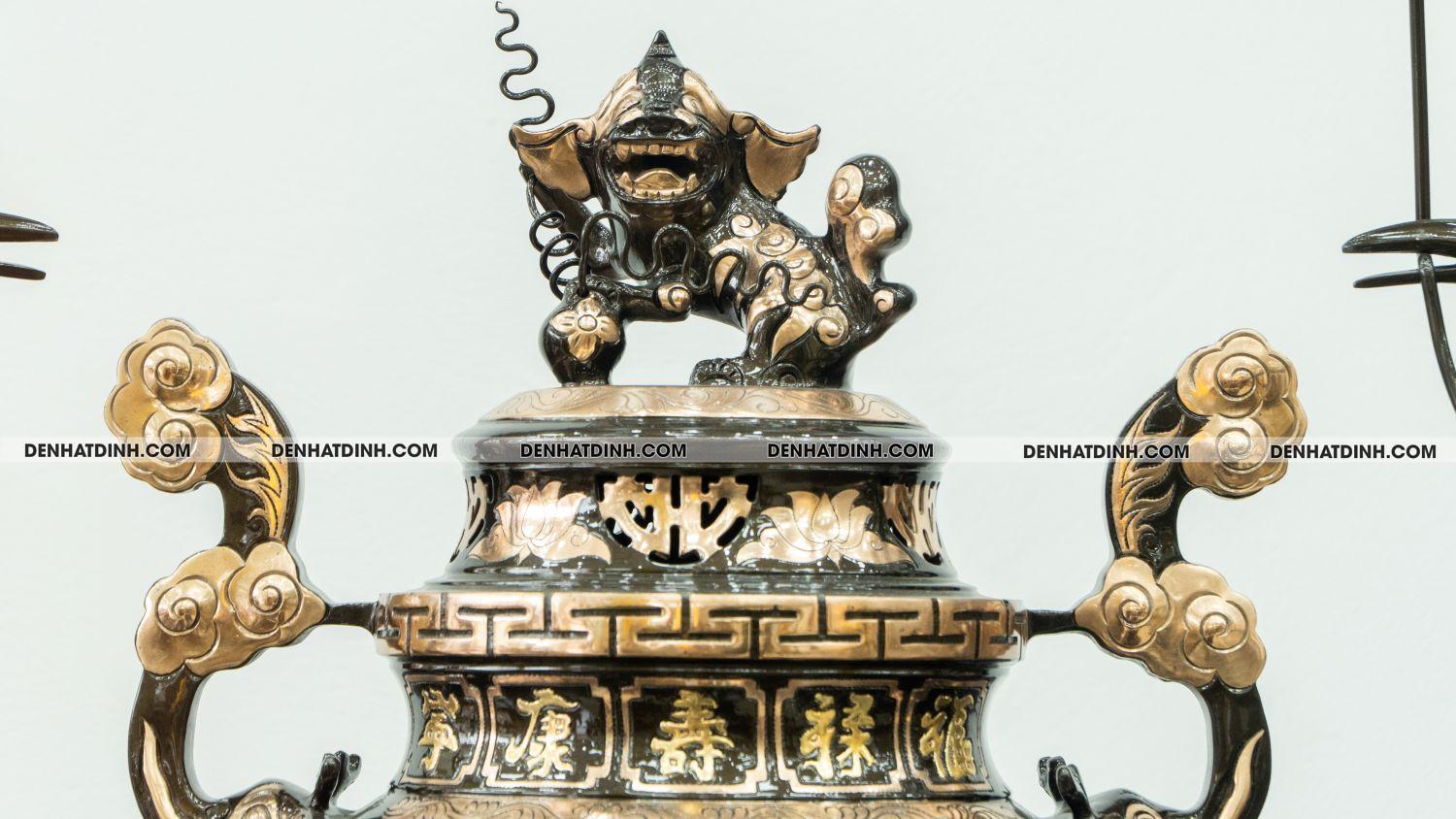 Bộ đỉnh ngũ sự hoa sòi 60 đồng đỏ cạo 003 - Ảnh 2