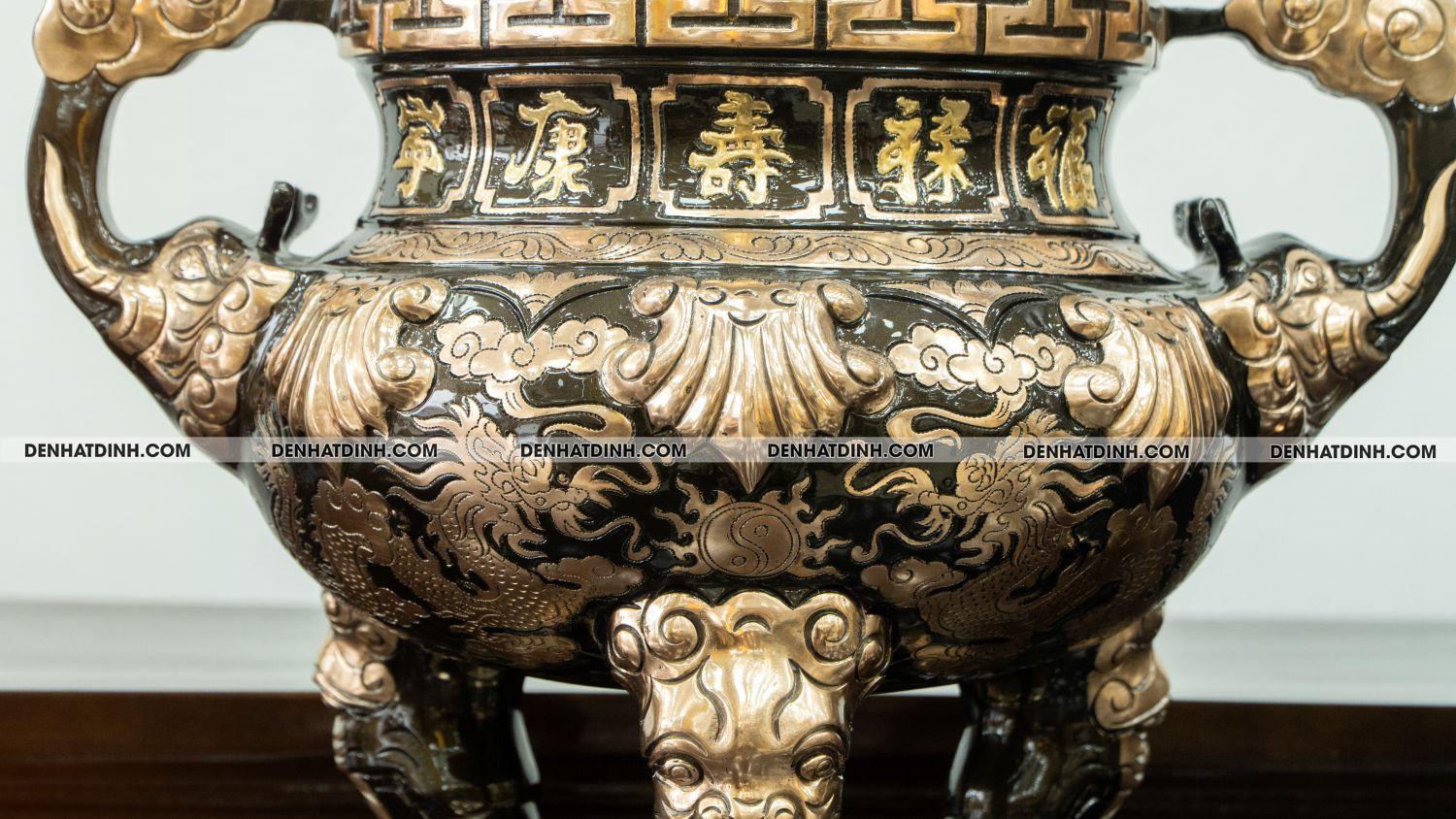 Bộ đỉnh ngũ sự hoa sòi 60 đồng đỏ cạo 003 - Ảnh 3