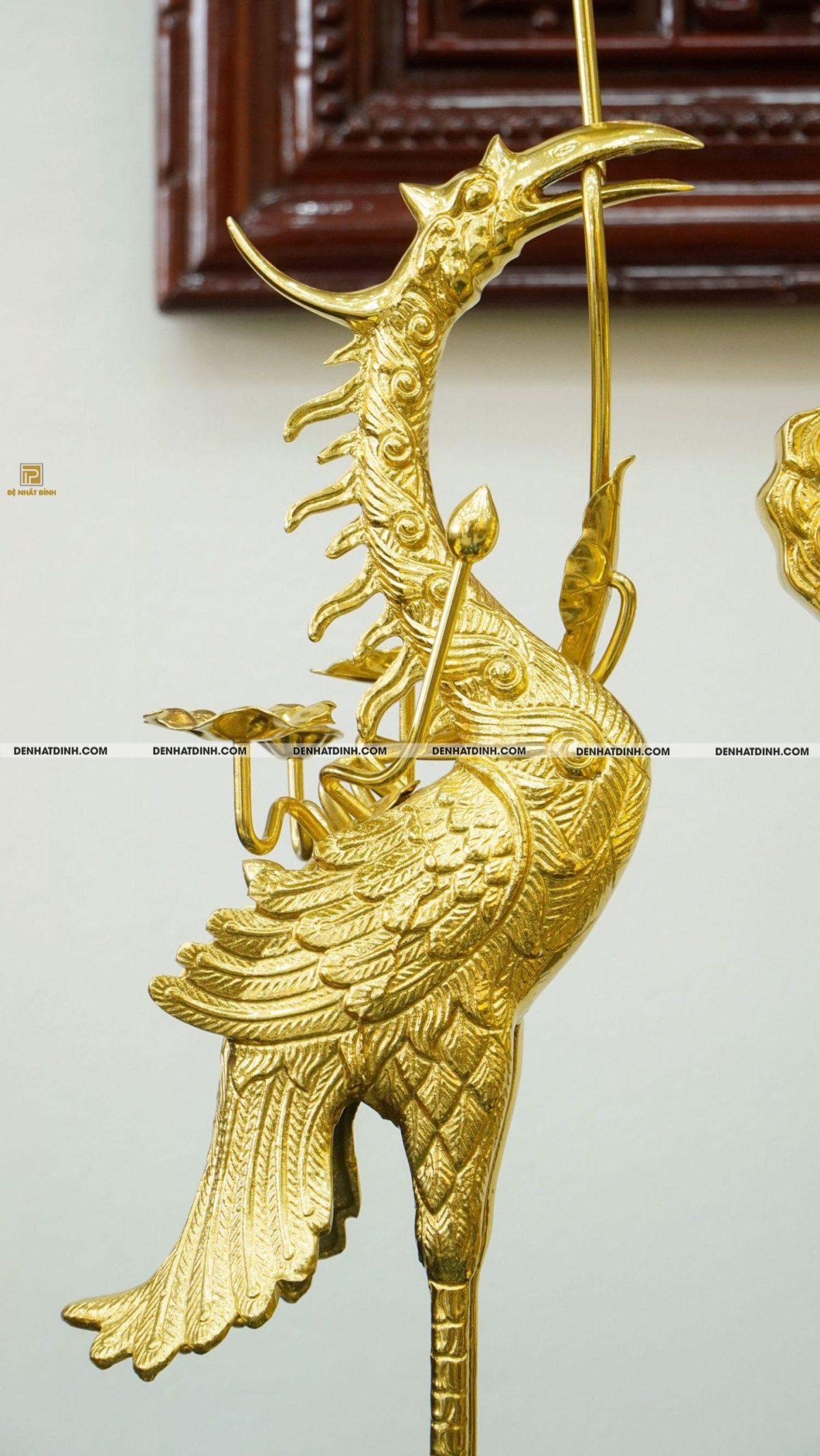 Bộ đỉnh đồng tam sự hạc Phụng Gia Tiên 65cm dát vàng toàn bộ - Ảnh 8