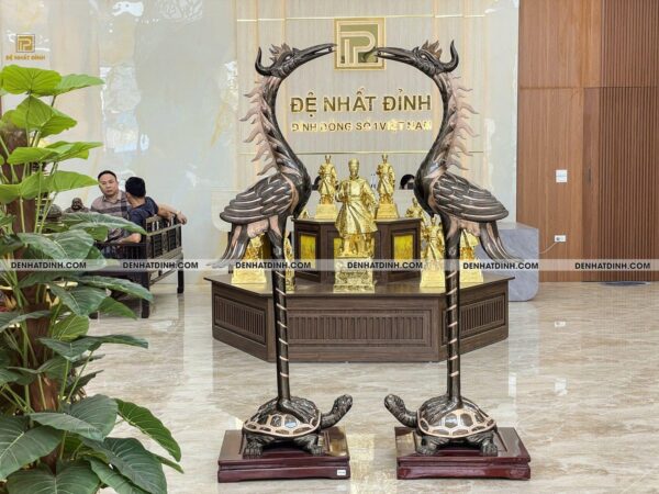 Hạc chầu ngậm ngọc 1m76 bằng đồng