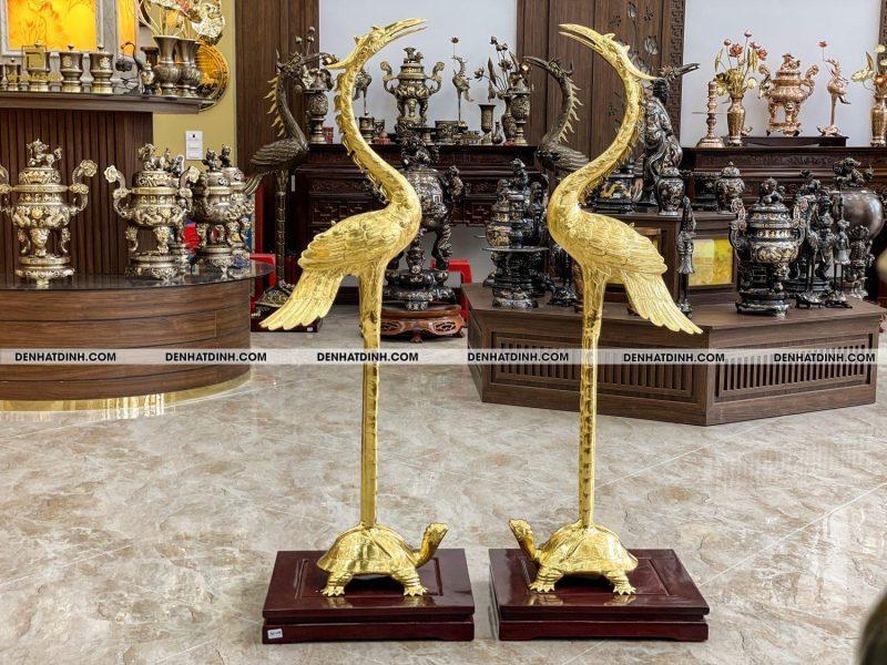 Hạc chầu 1m5 ngậm cành dát vàng full