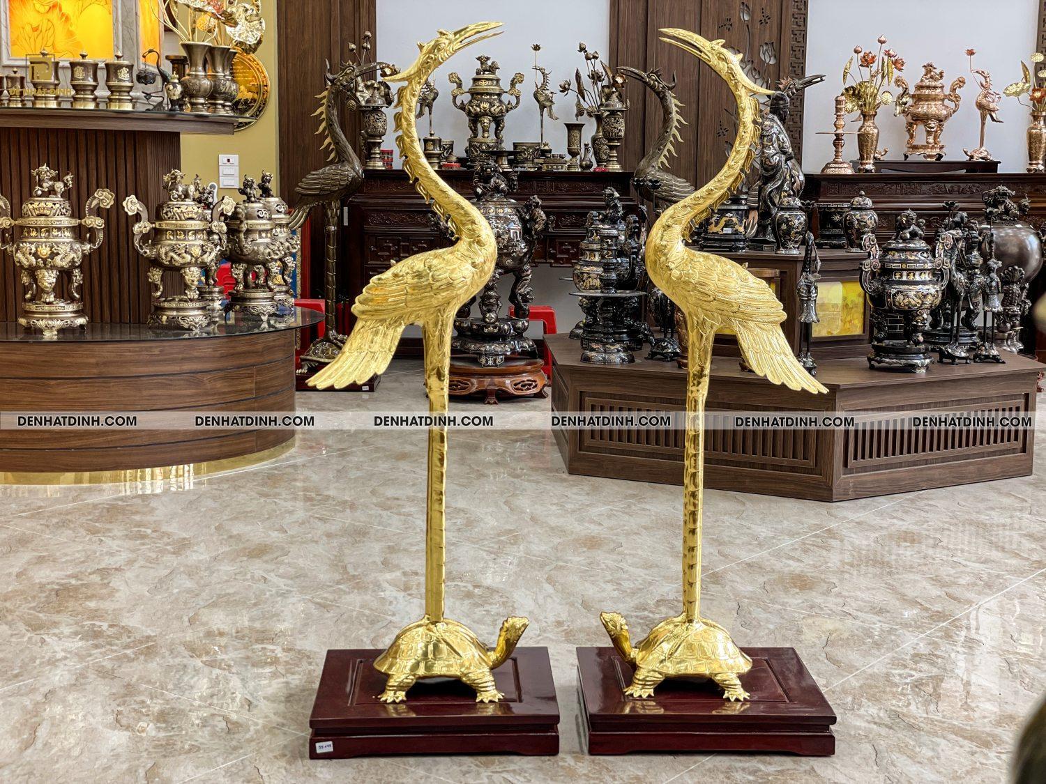 Hạc chầu 1m5 ngậm cành dát vàng full