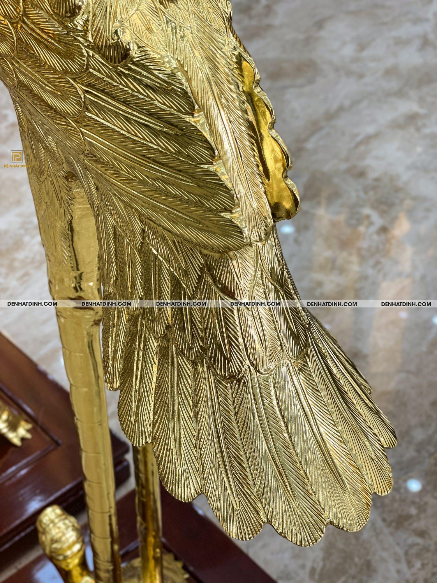 Hạc chầu 1m5 ngậm cành dát vàng full - Ảnh 4