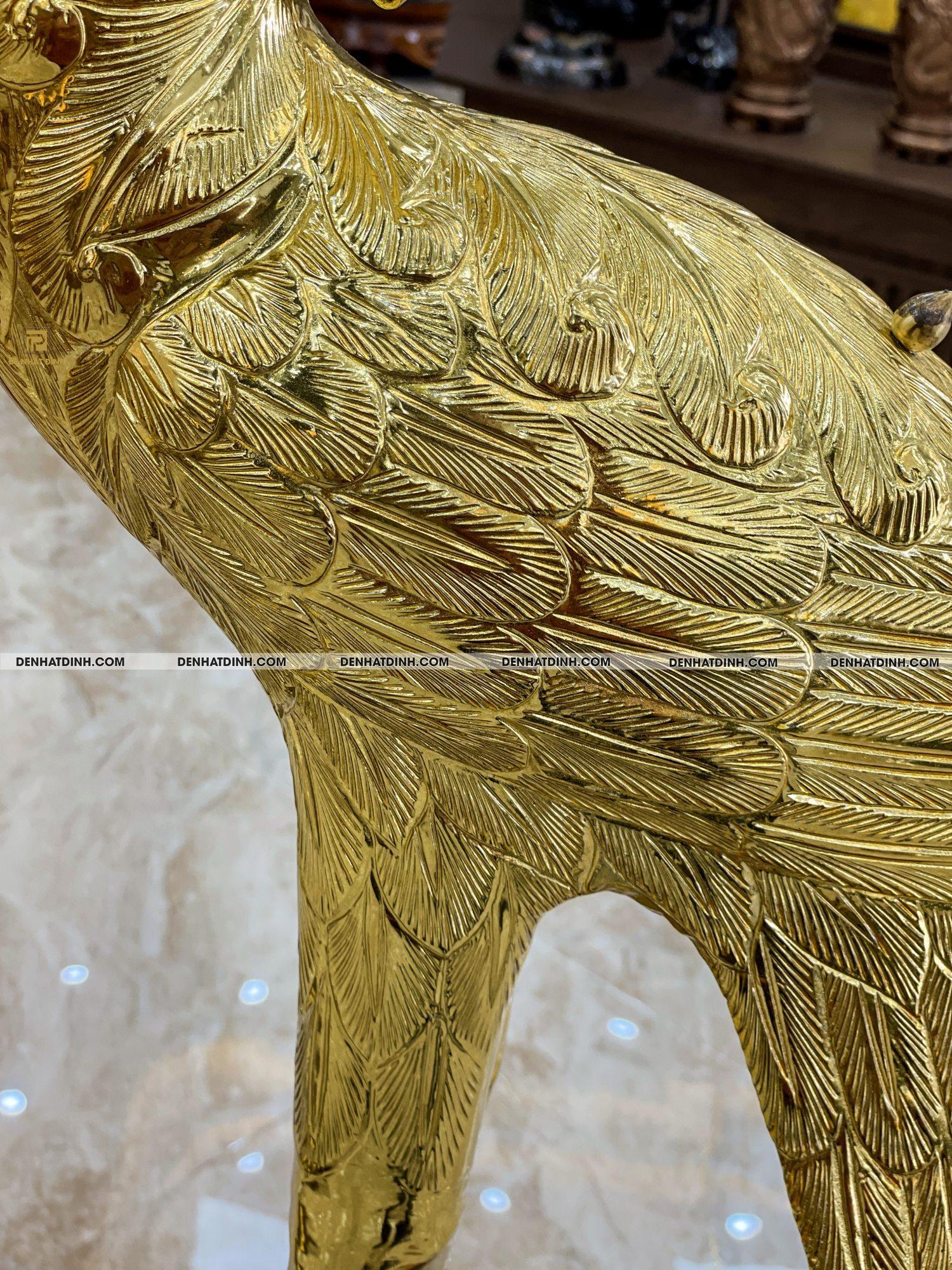 Hạc chầu 1m5 ngậm cành dát vàng full - Ảnh 3