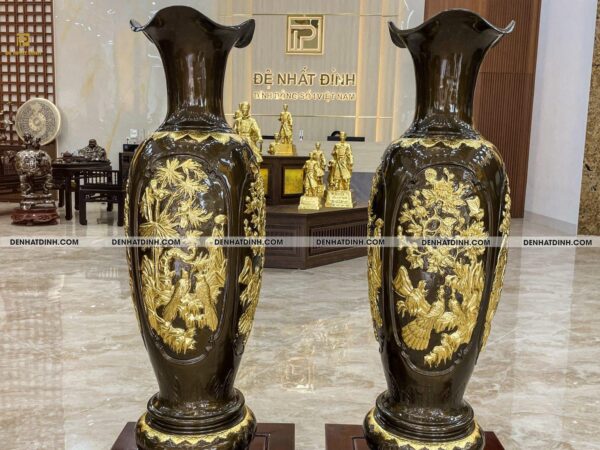 Alternative view of Lọ lục bình tứ quý 1m2 đồng đỏ dát vàng 24K