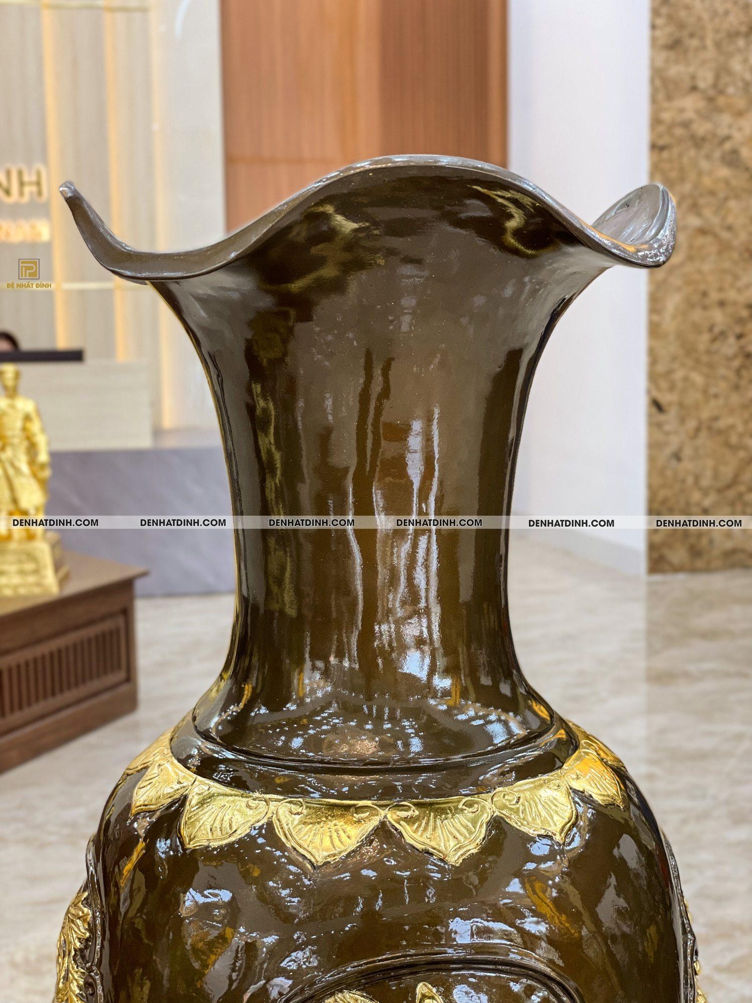 Lọ lục bình tứ quý 1m2 đồng đỏ dát vàng 24K - Ảnh 7